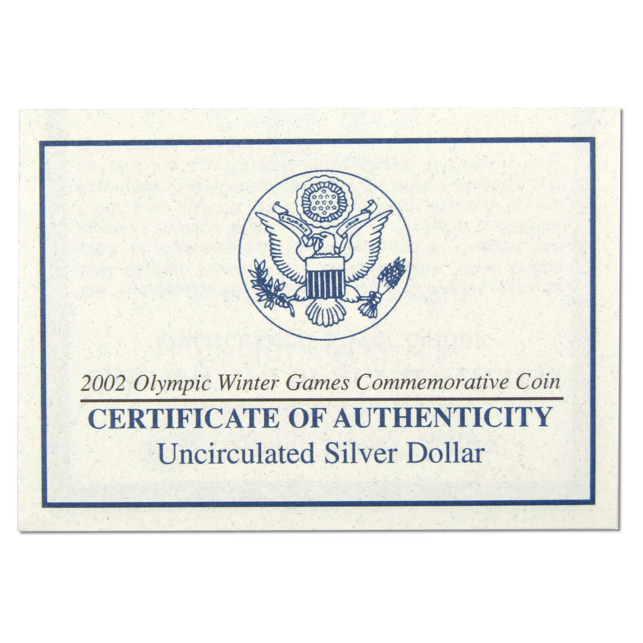 2002 P Salt Lake City Olympic Commemorative Silver $1 Uncirculated OGP