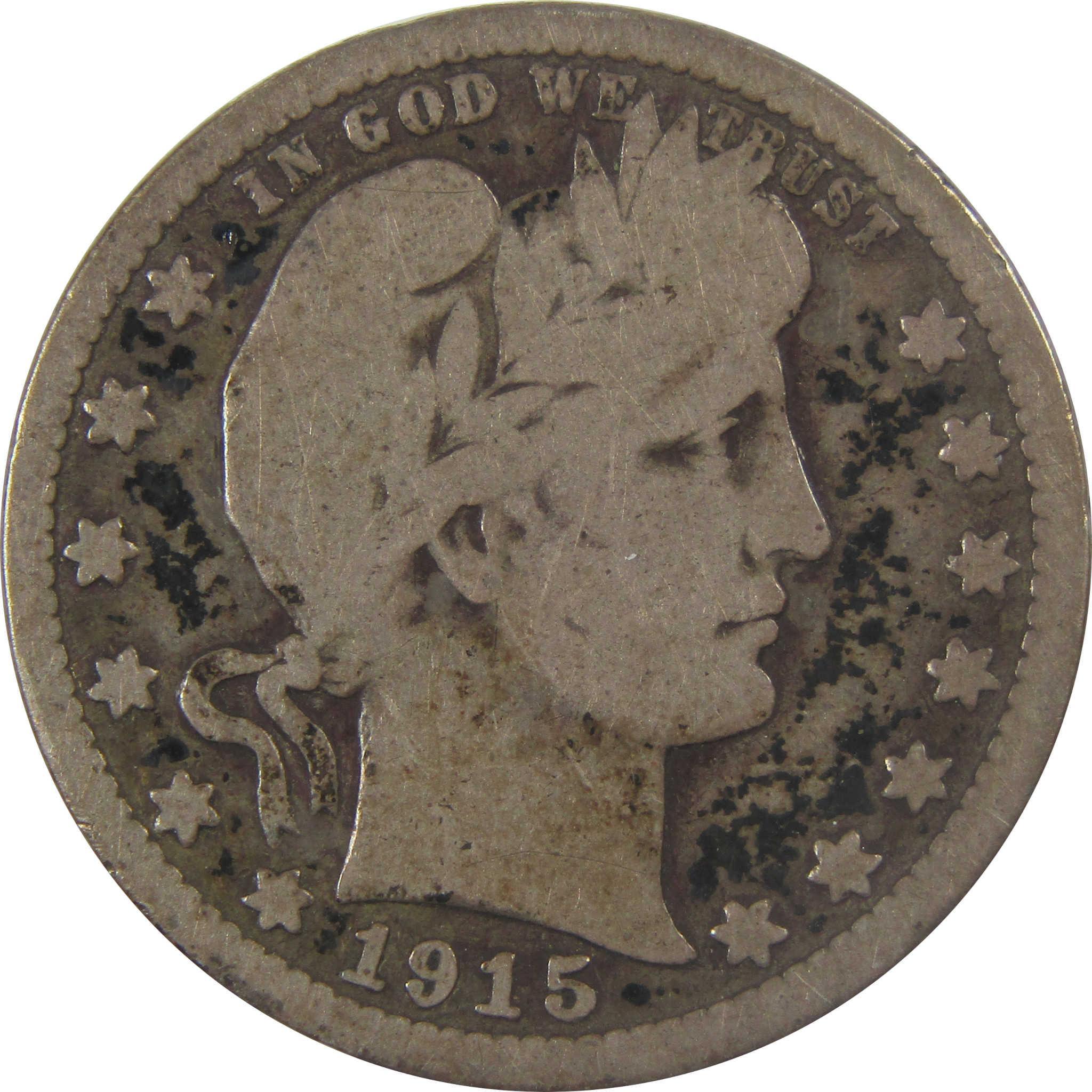 1915 S Barber Silver Quarter AG About Good 25c Coin SKU:I25215