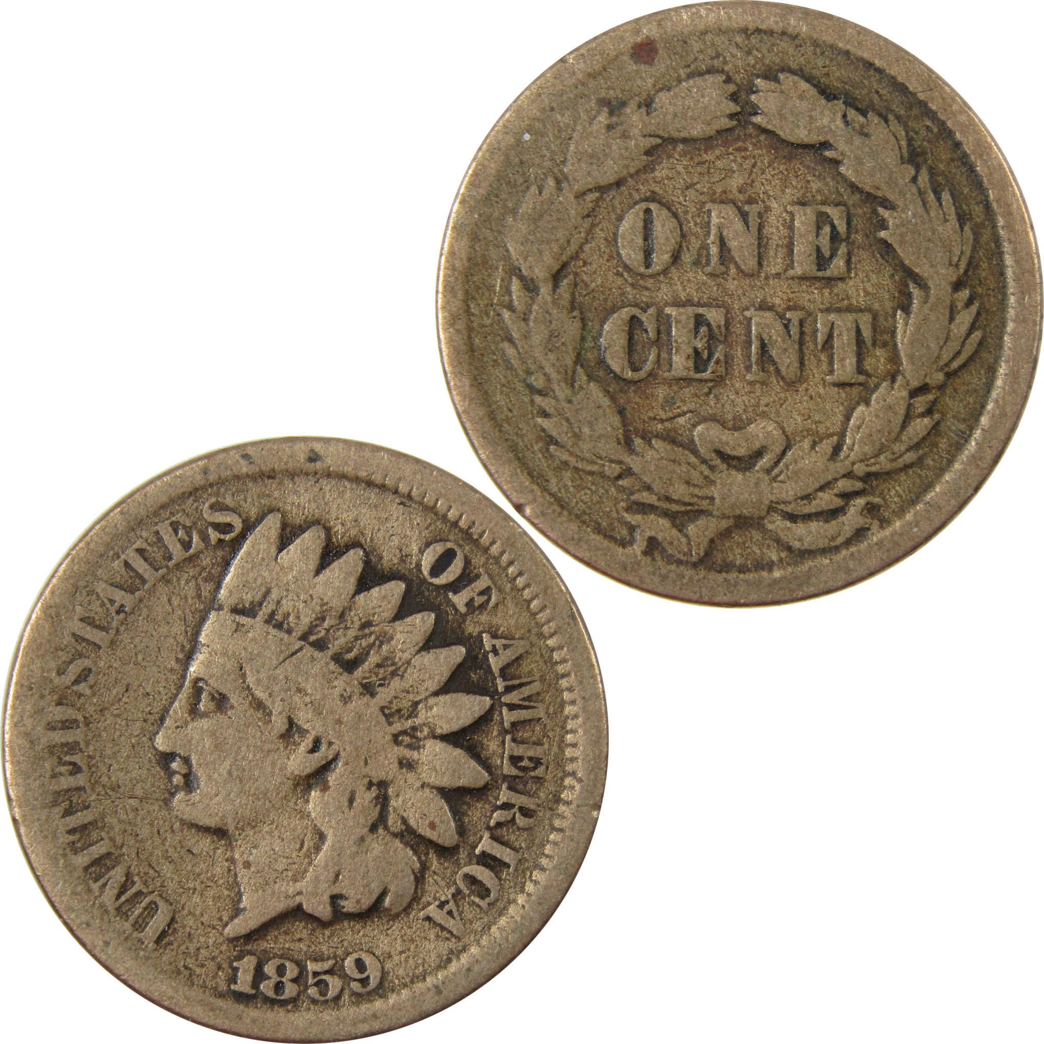 1859 Indian Head Cent G Good Penny 1c Coin Collectible SKU:CP1255