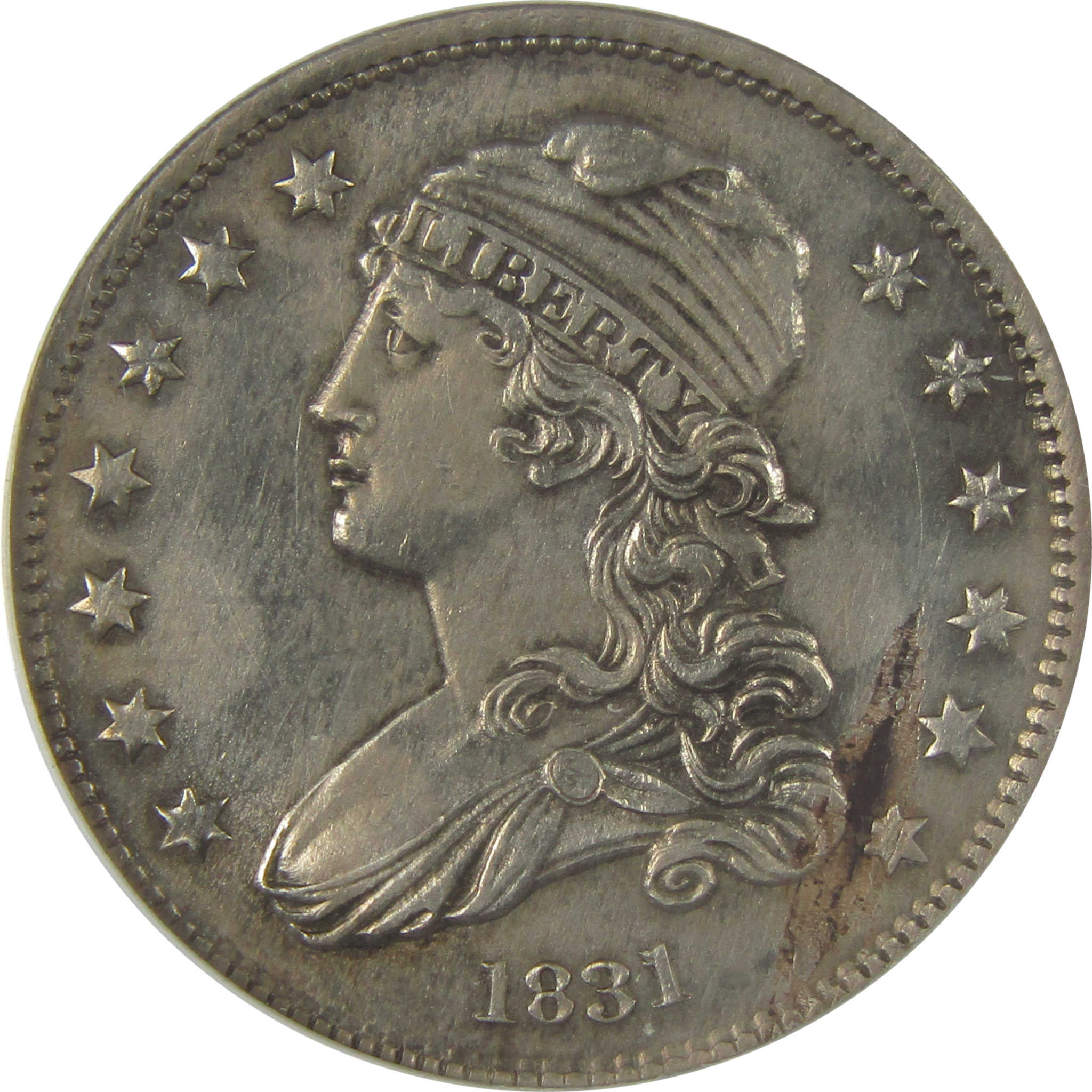 1831 Large Letters Capped Bust Quarter MS 60 Details ANACS SKU:I22966
