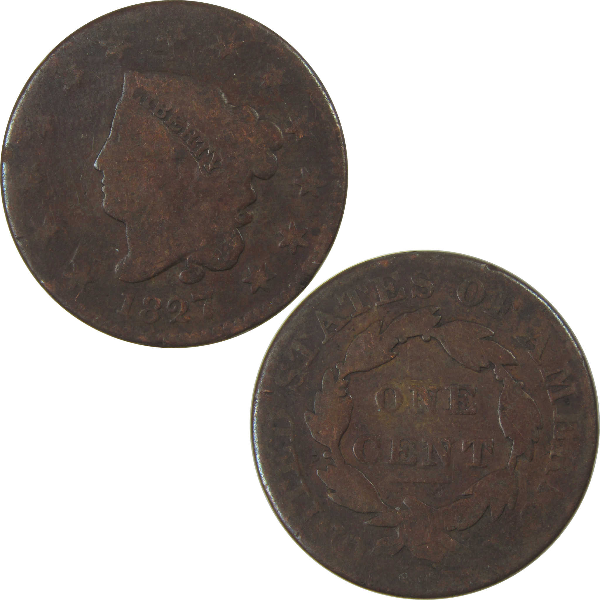 1827 Coronet Head Large Cent AG About Good Copper Penny SKU:I23839