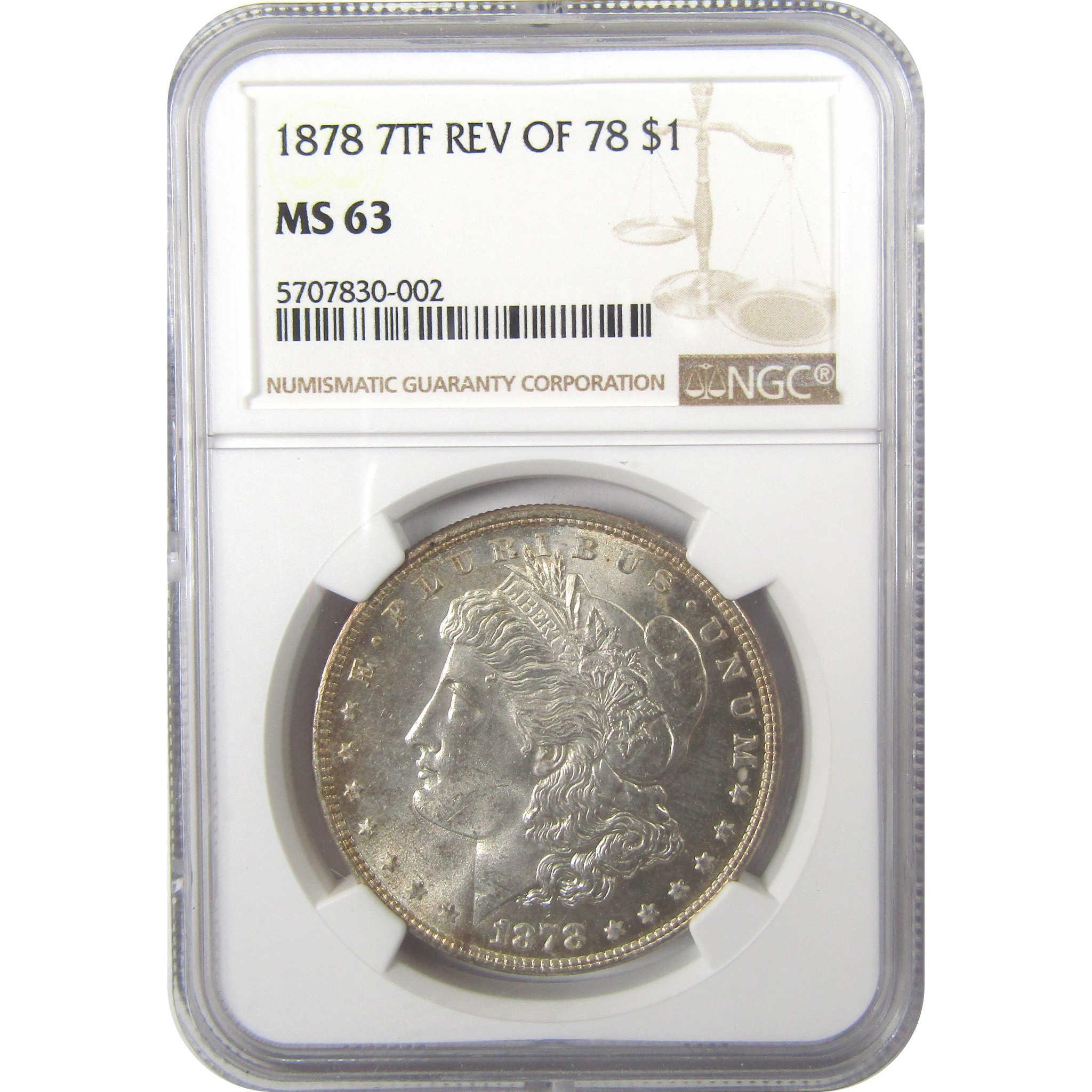 1878 7TF Rev 78 Morgan Silver Dollar MS 63 NGC Uncirculated SKU:I24095 - Morgan coin - Morgan silver dollar - Morgan silver dollar for sale - Profile Coins & Collectibles