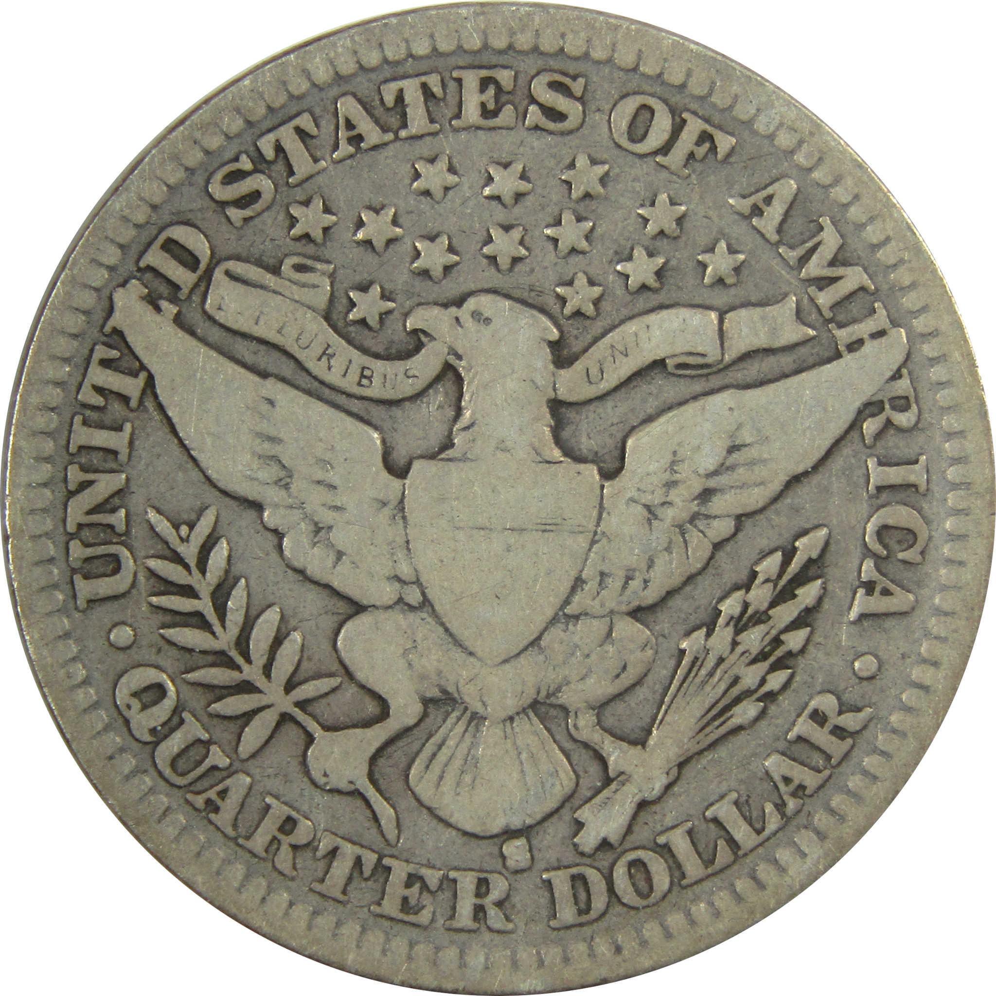 1908 S Barber Silver Quarter VG Very Good 25c Coin SKU:I24974