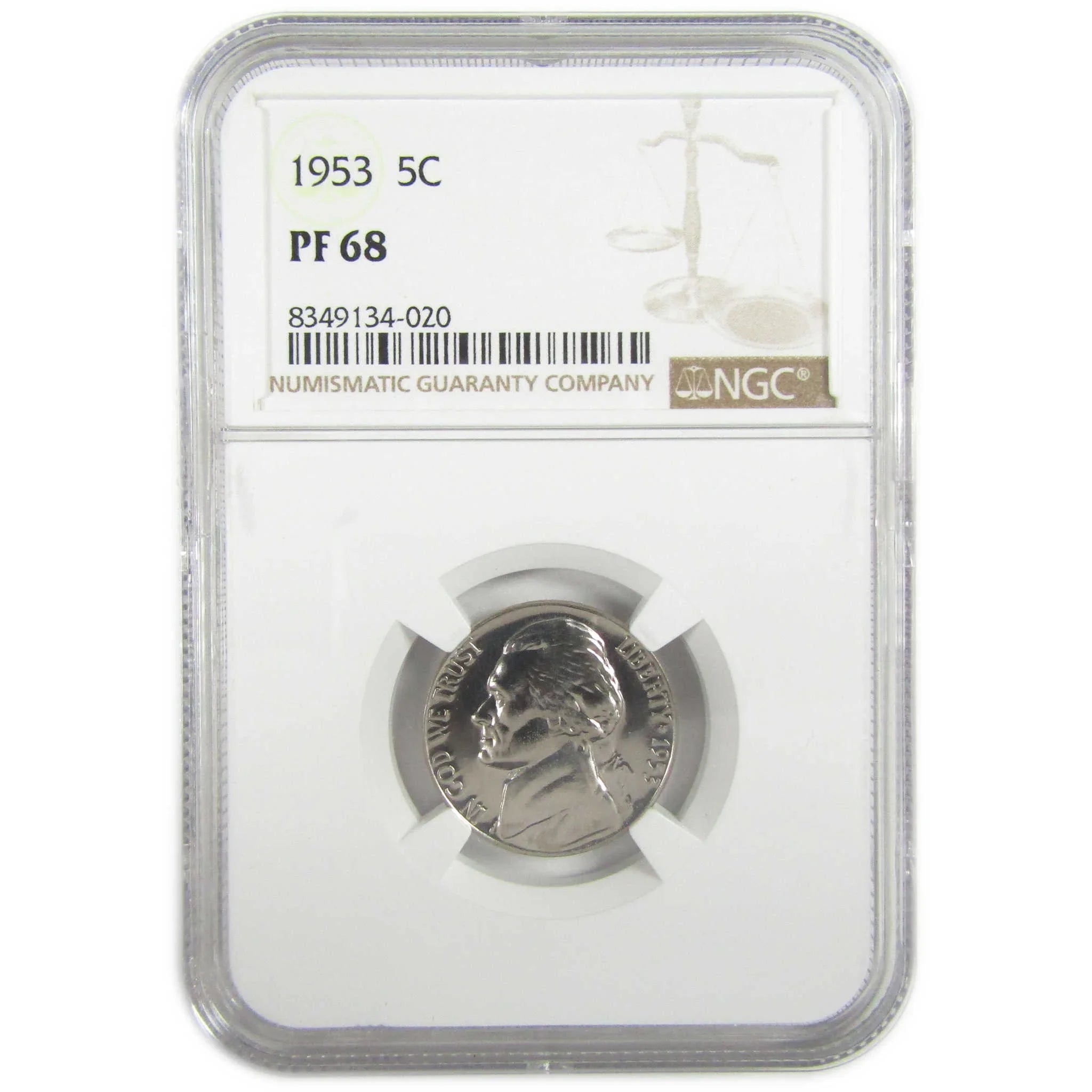 1953 Jefferson Nickel PF 68 NGC Proof 5c Coin Collectible SKU:I27369