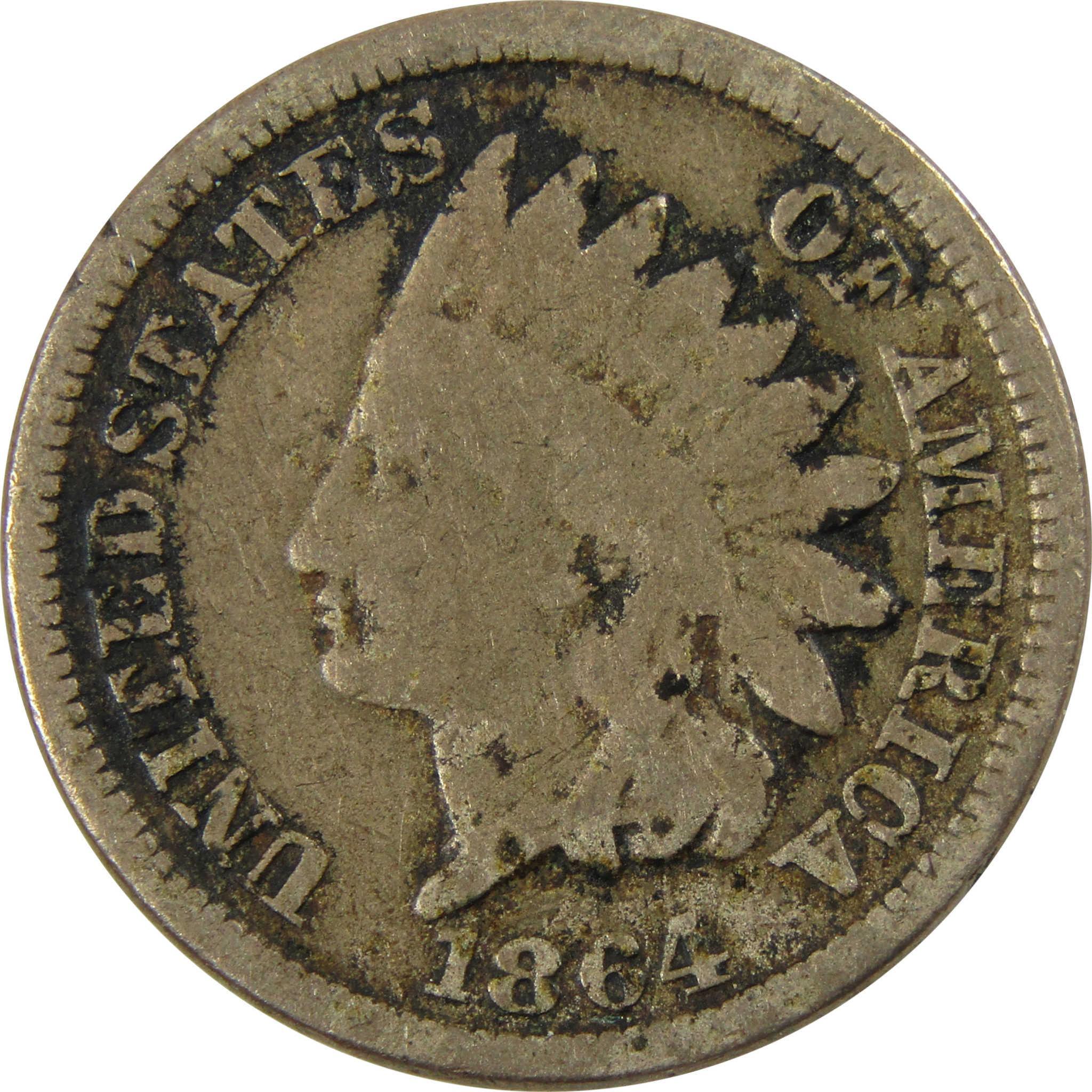 1864 Indian Head Copper-Nickel Cent G Good Penny 1c Coin SKU:CP1121