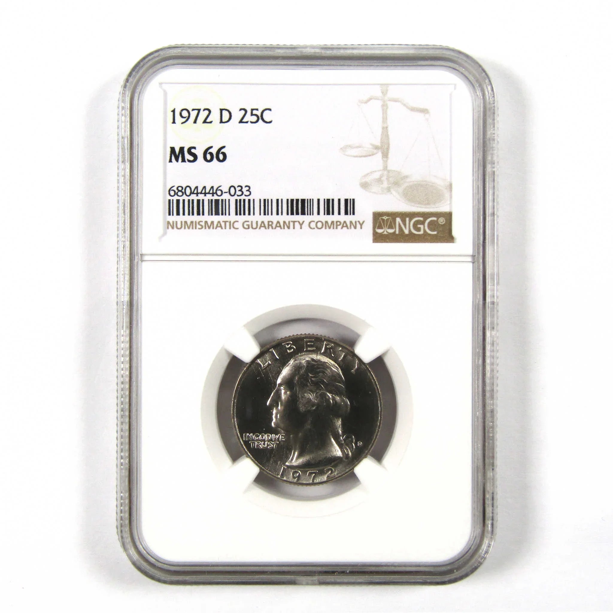 1972 D Washington Quarter MS 66 NGC Clad 25c Uncirculated SKU:I9489