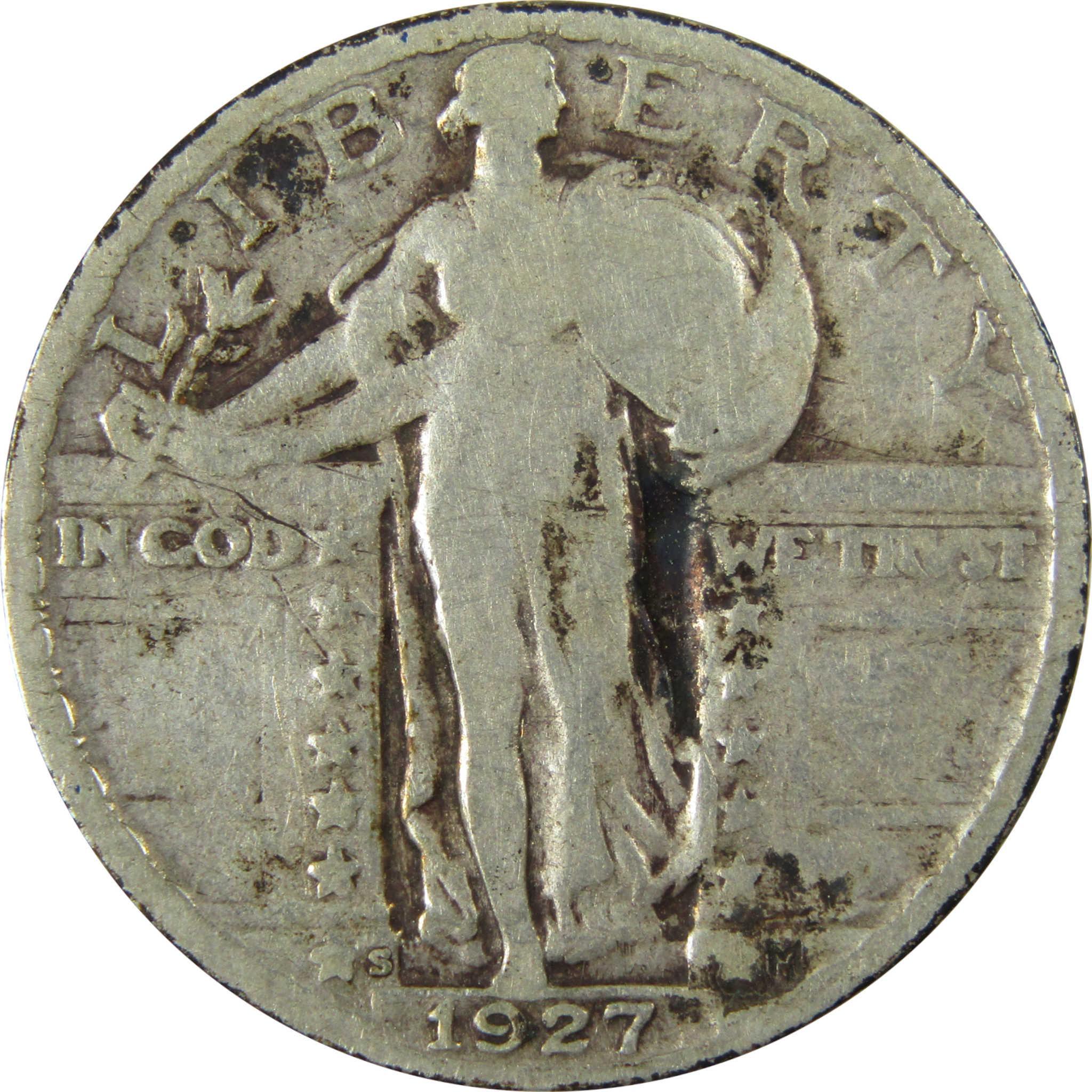 1927 S Standing Liberty Silver Quarter VG Very Good 25c Coin SKU:CP904