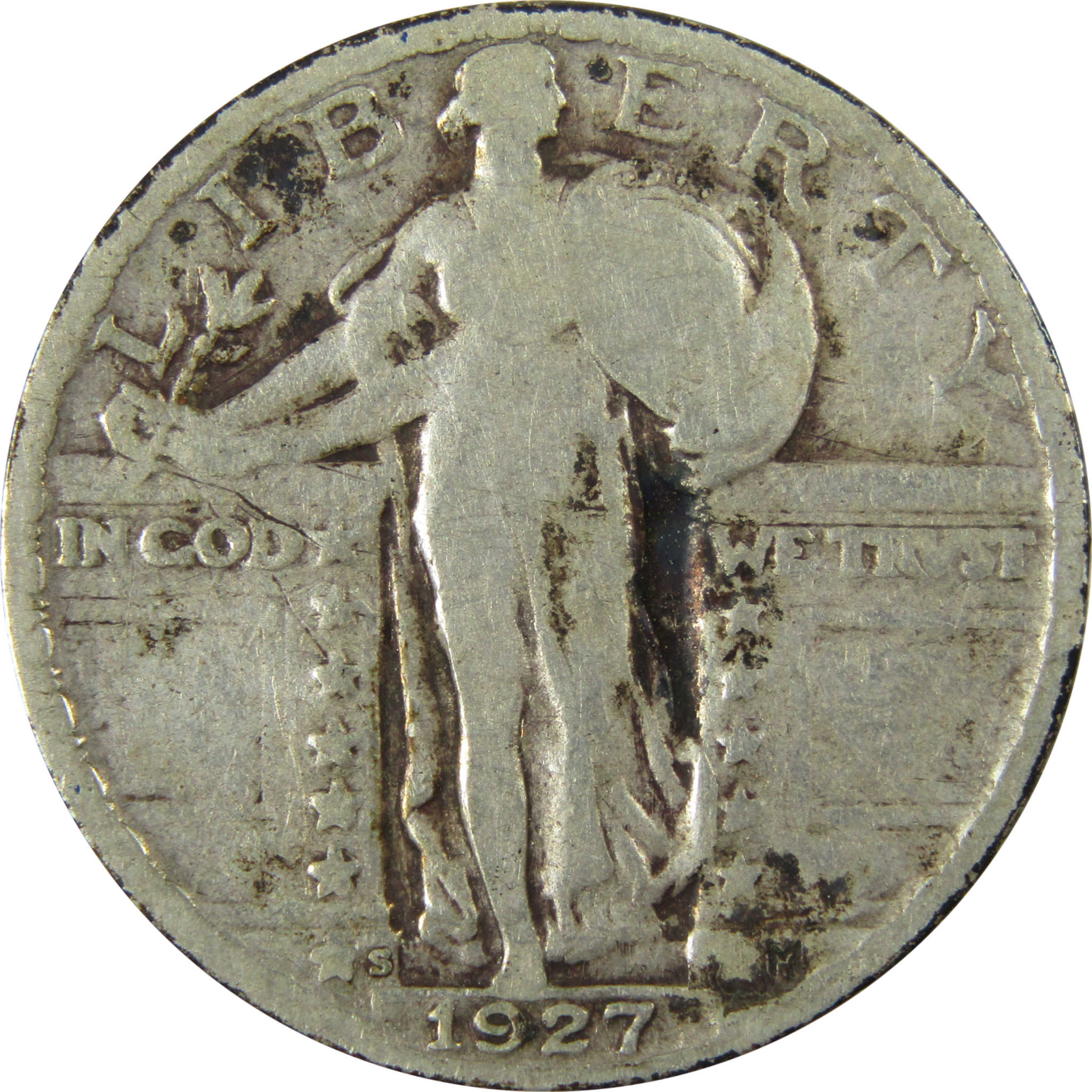 1927 S Standing Liberty Silver Quarter VG Very Good 25c Coin SKU:CP904
