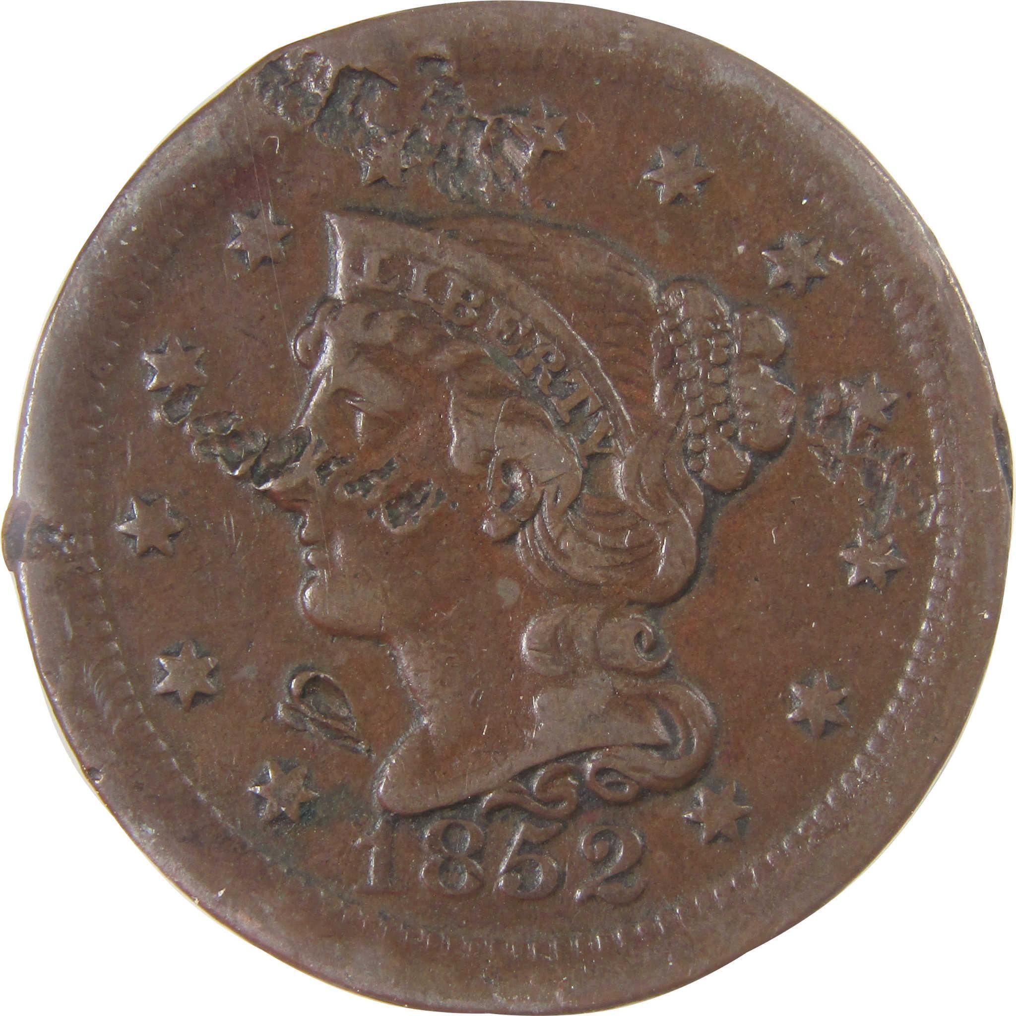 1852 Braided Hair Copper Large Cent EF 40 Details ANACS SKU:I25537