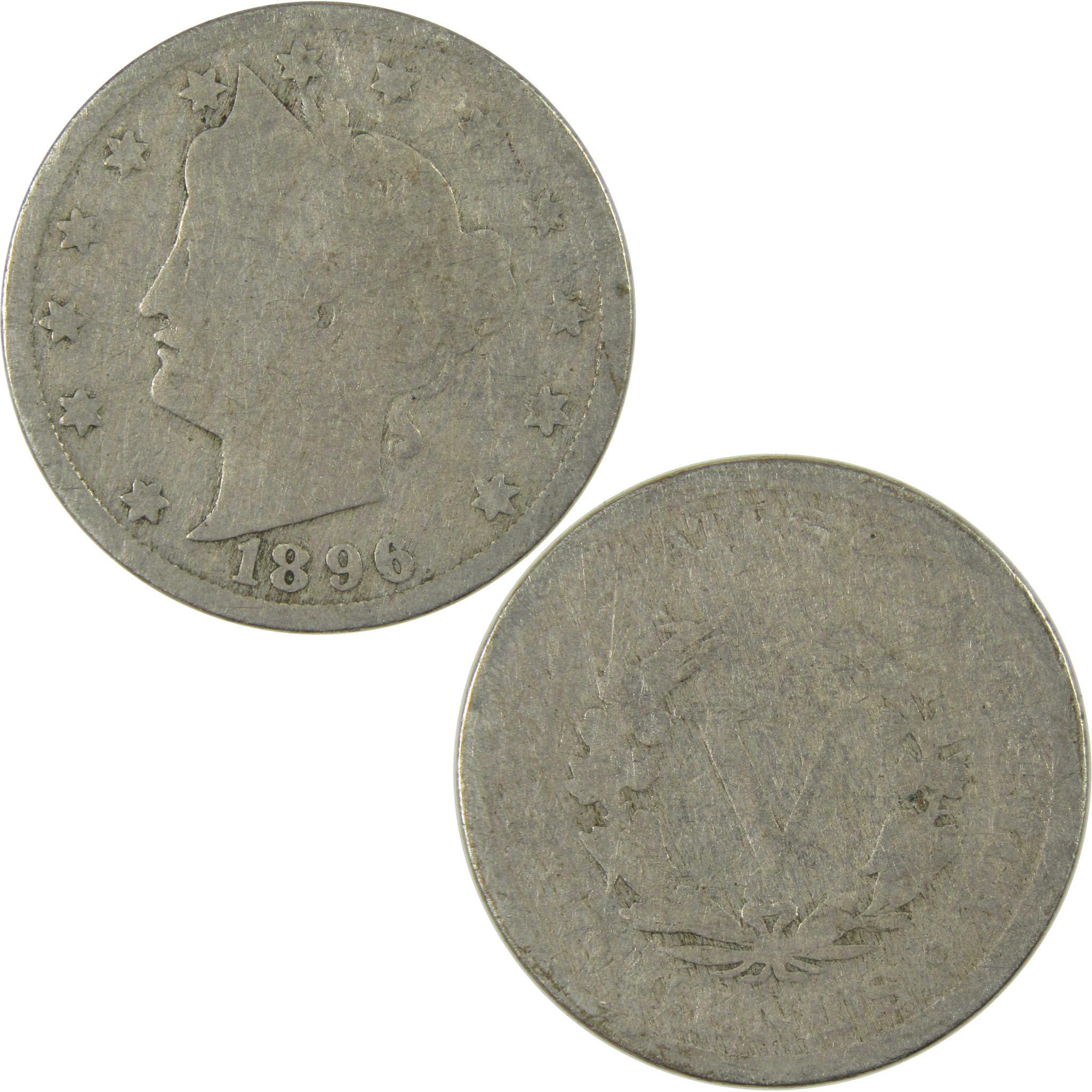 1896 Liberty Head V Nickel G Good 5c Coin Collectible SKU:I27510