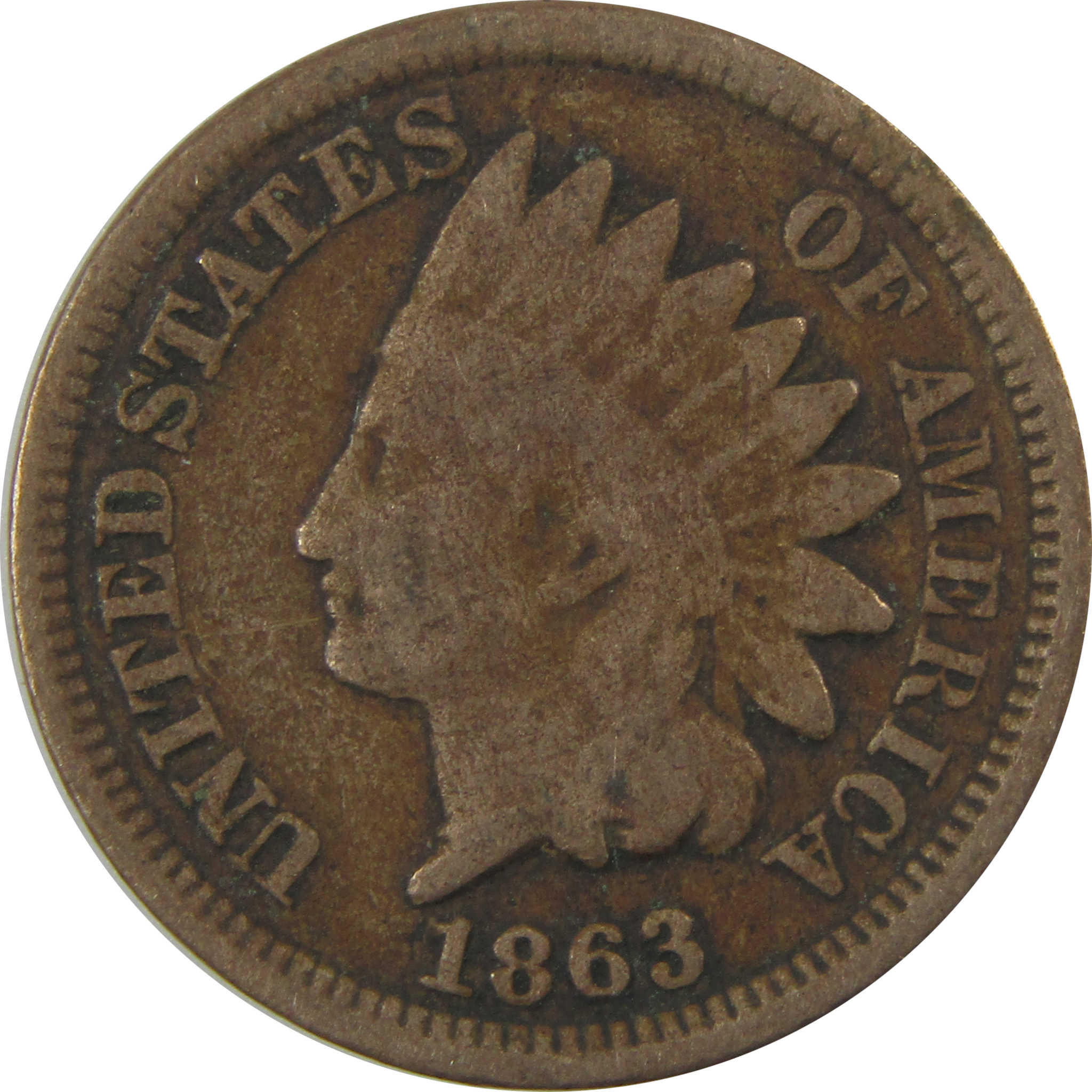 1863 Indian Head Cent G Good Penny 1c Coin Collectible SKU:I24297