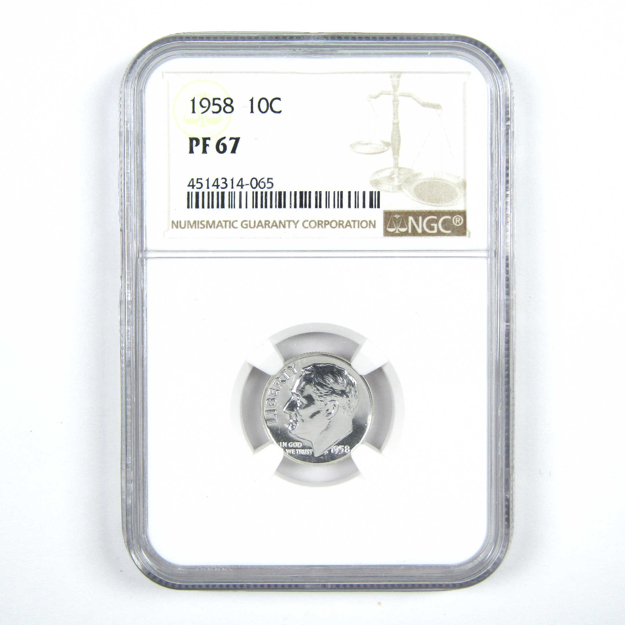 1958 Roosevelt Dime PF 67 NGC Silver 10c Proof Coin SKU:CPC6121