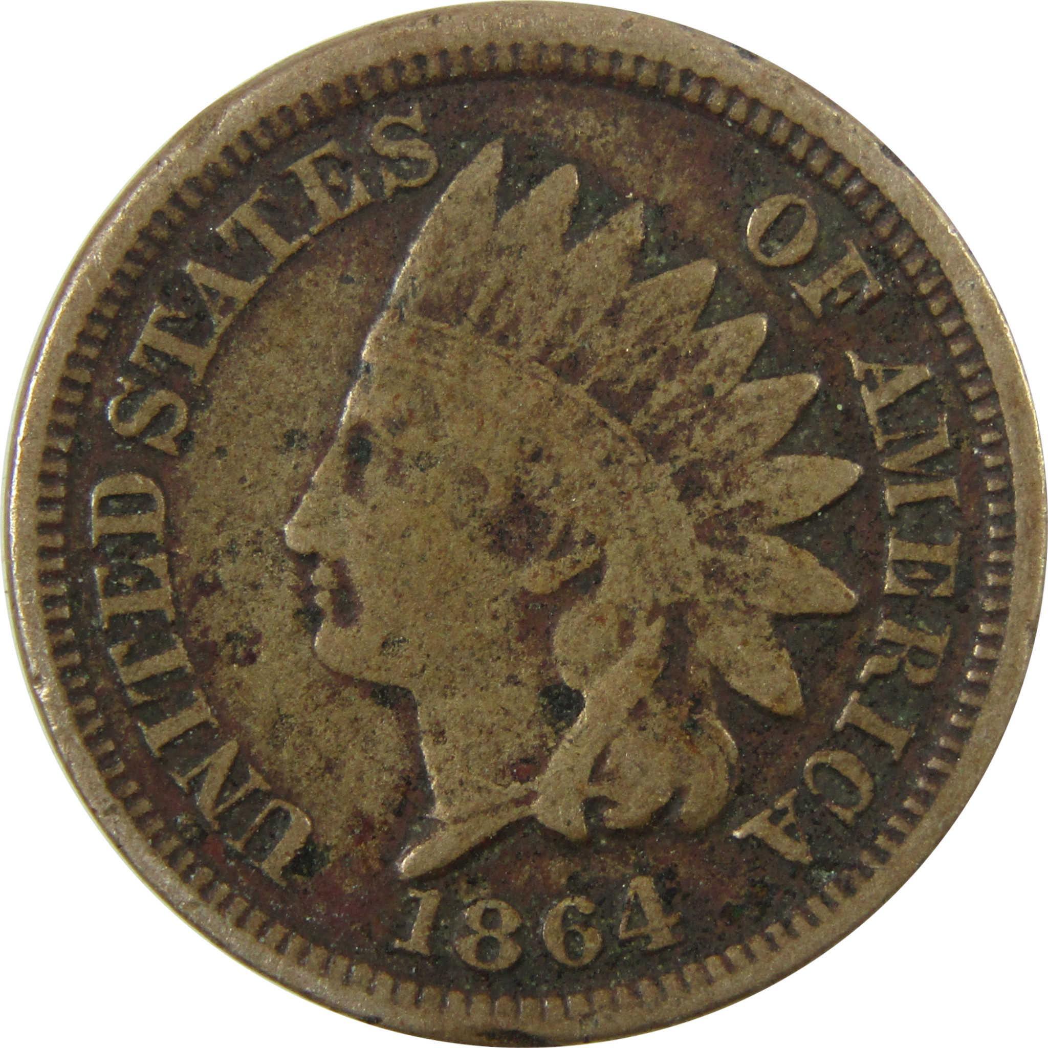 1864 Indian Head Copper-Nickel Cent VG Very Good Penny SKU:CP1126