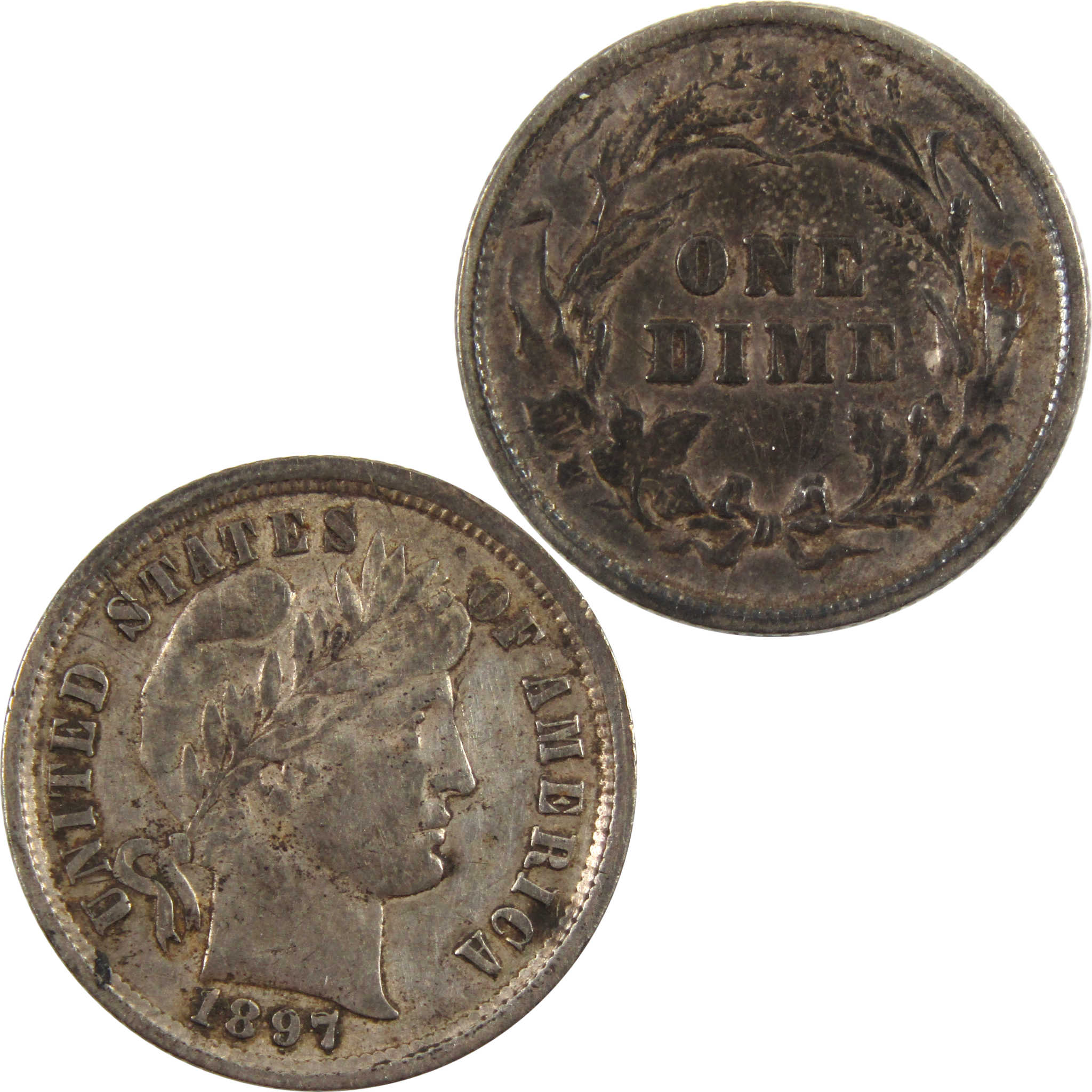 1897 Barber Dime VF Very Fine 90% Silver 10c Coin SKU:I11068