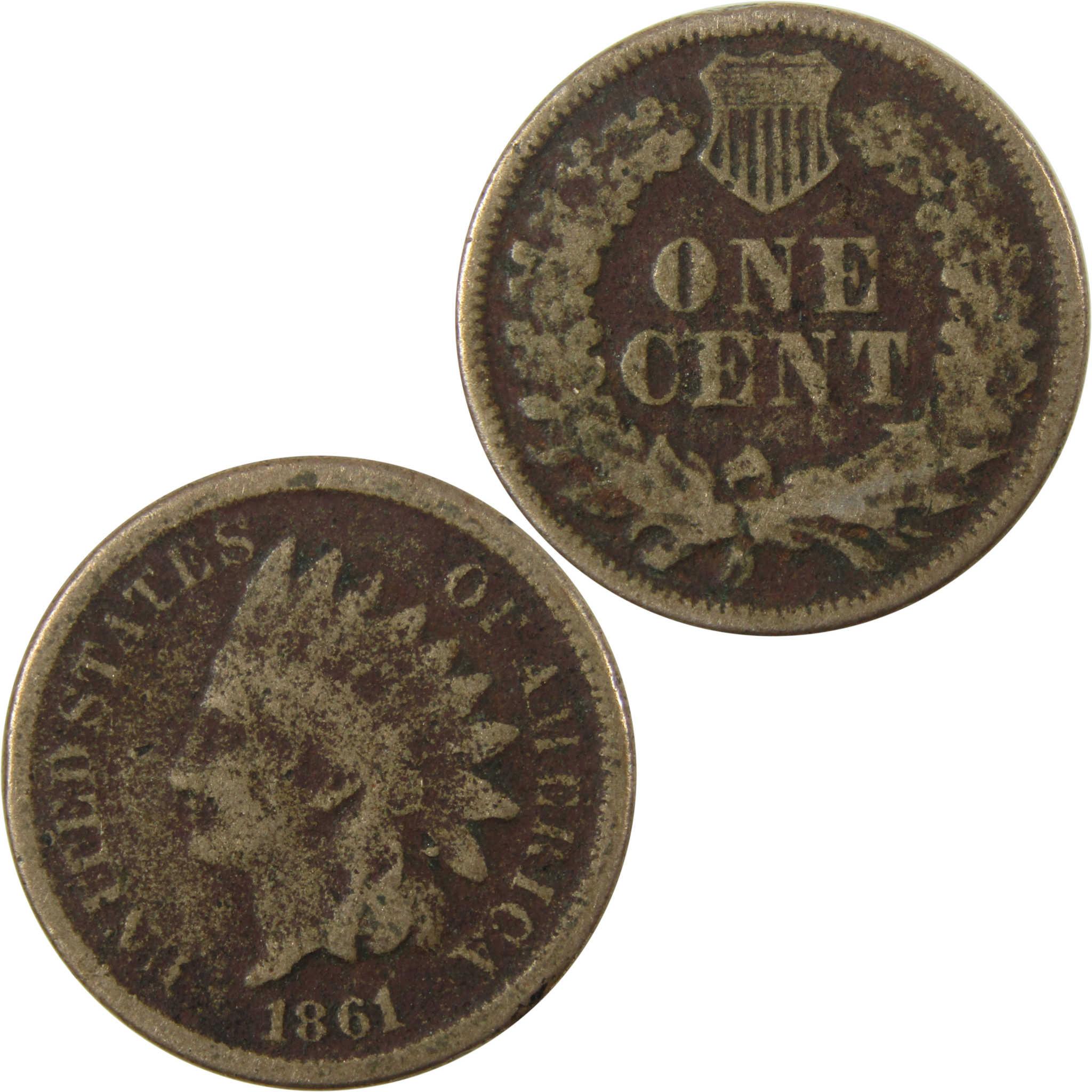 1861 Indian Head Cent G Good Details Penny 1c Coin SKU:CP1209