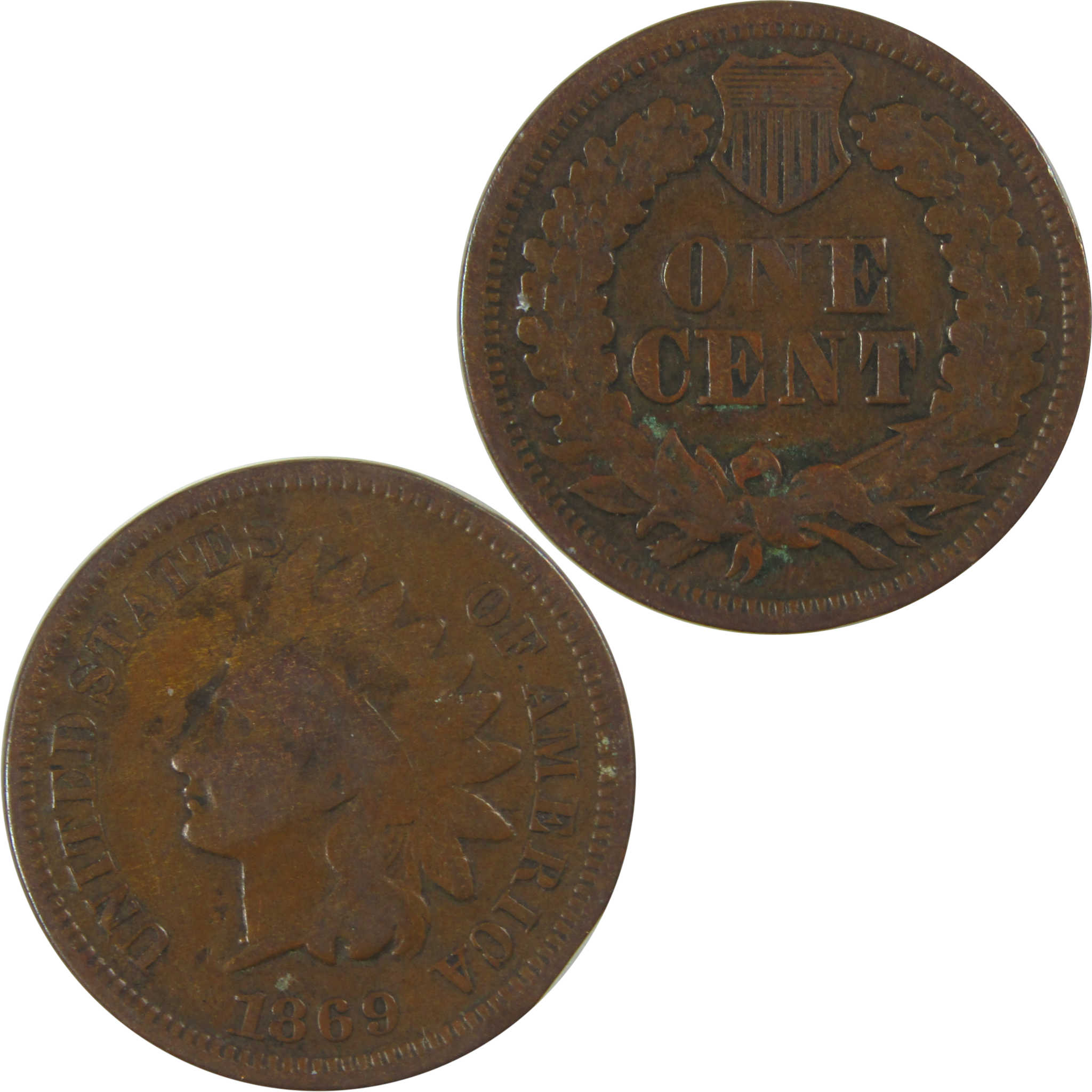 1869 Indian Head Cent G Good Penny 1c Coin SKU:CPC0935