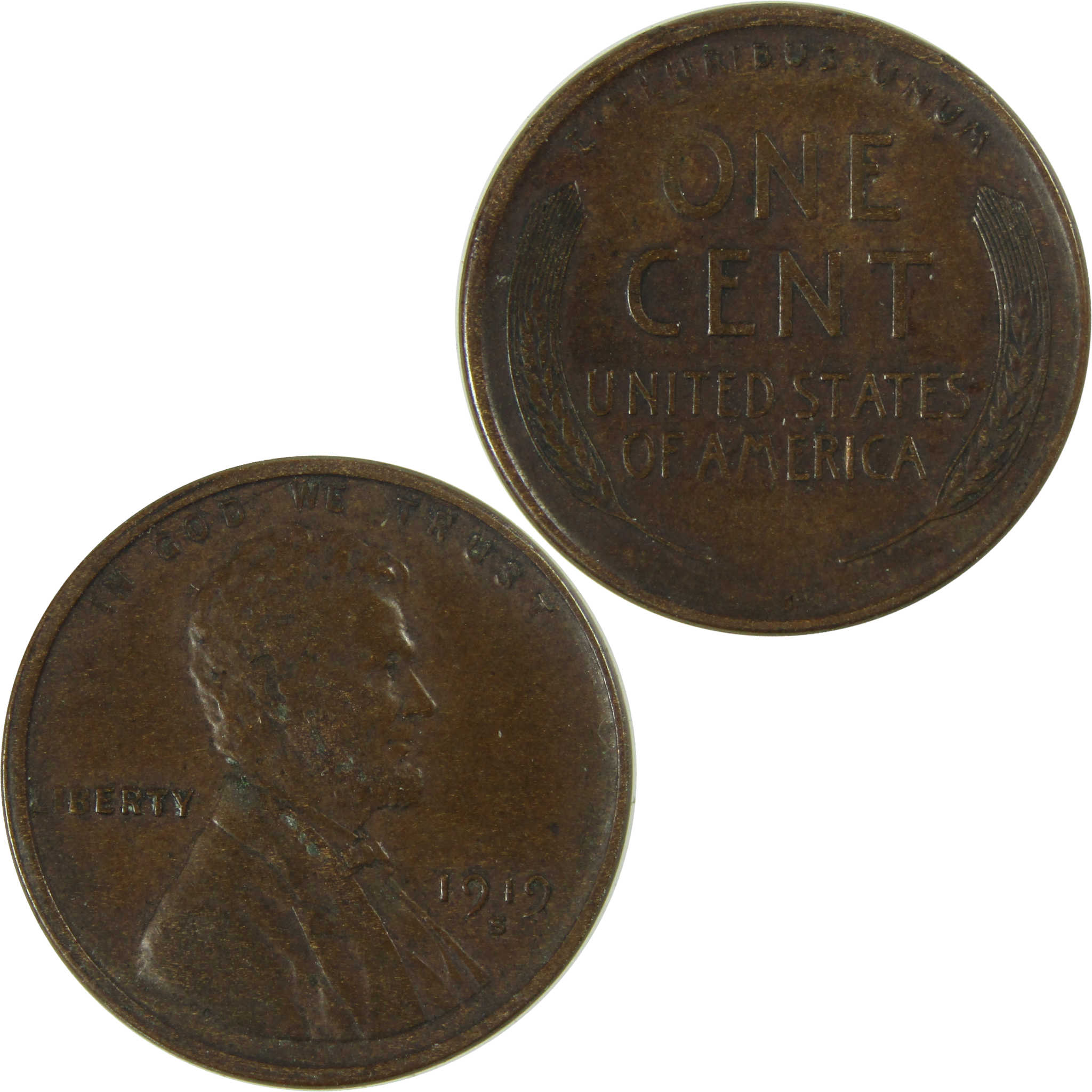 1919 S Lincoln Wheat Cent VF Very Fine Penny 1c Coin SKU:I26734