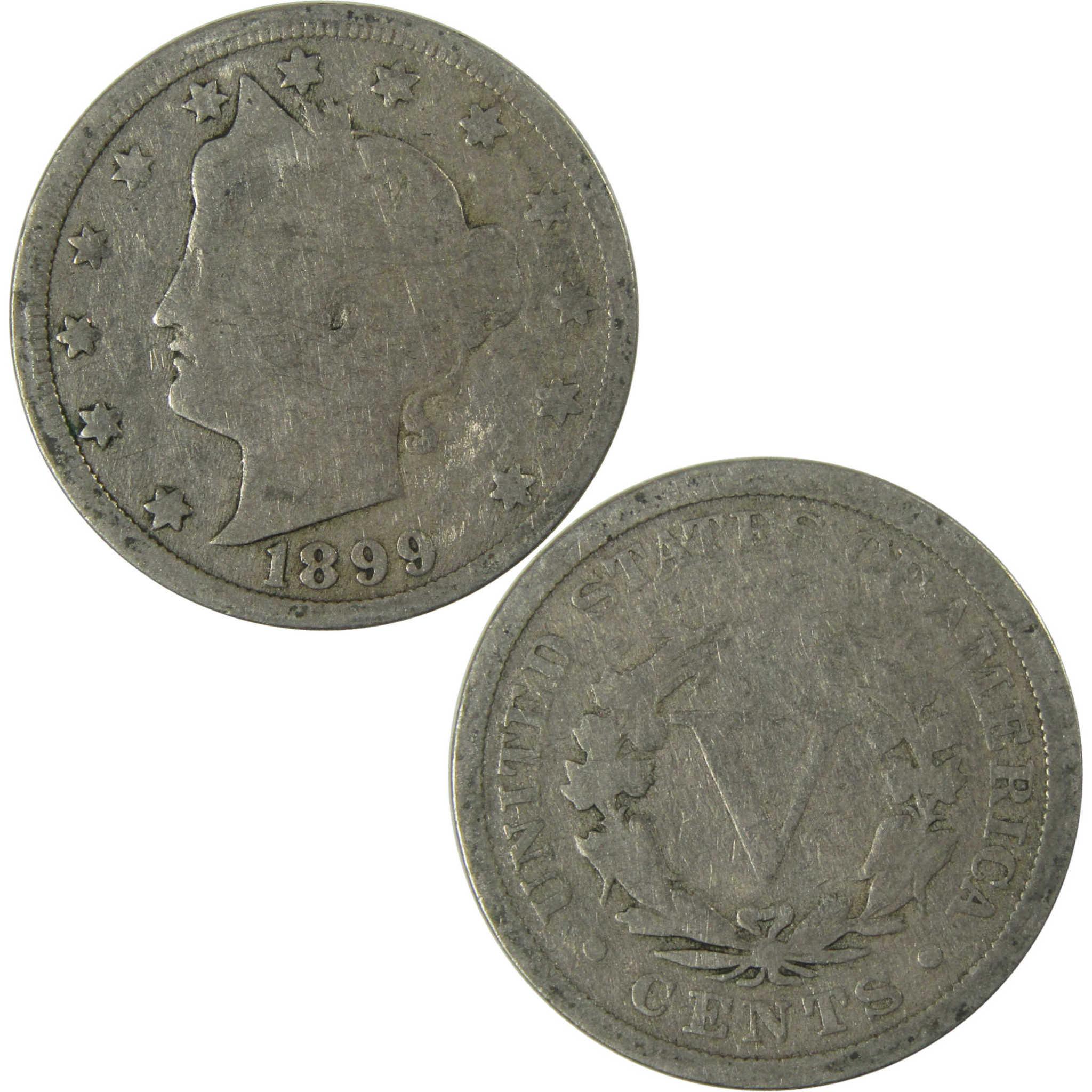1899 Liberty Head V Nickel G Good 5c Coin Collectible SKU:I26741