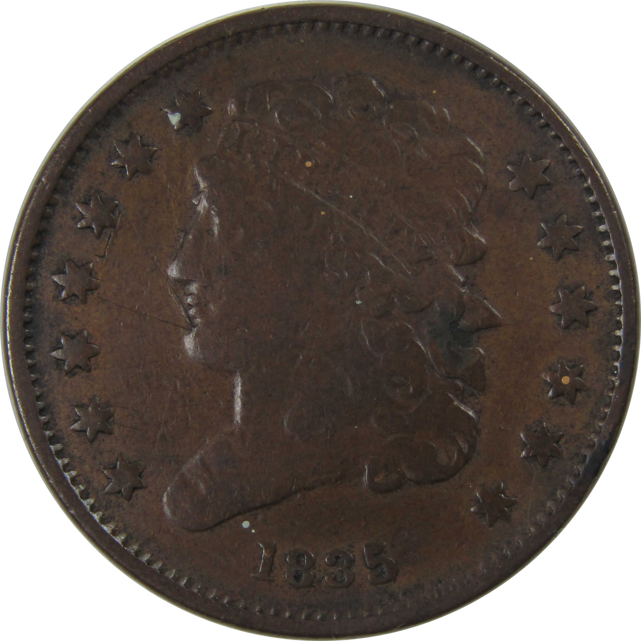 1835 Classic Head Half Cent F Fine Details Copper SKU:I23823