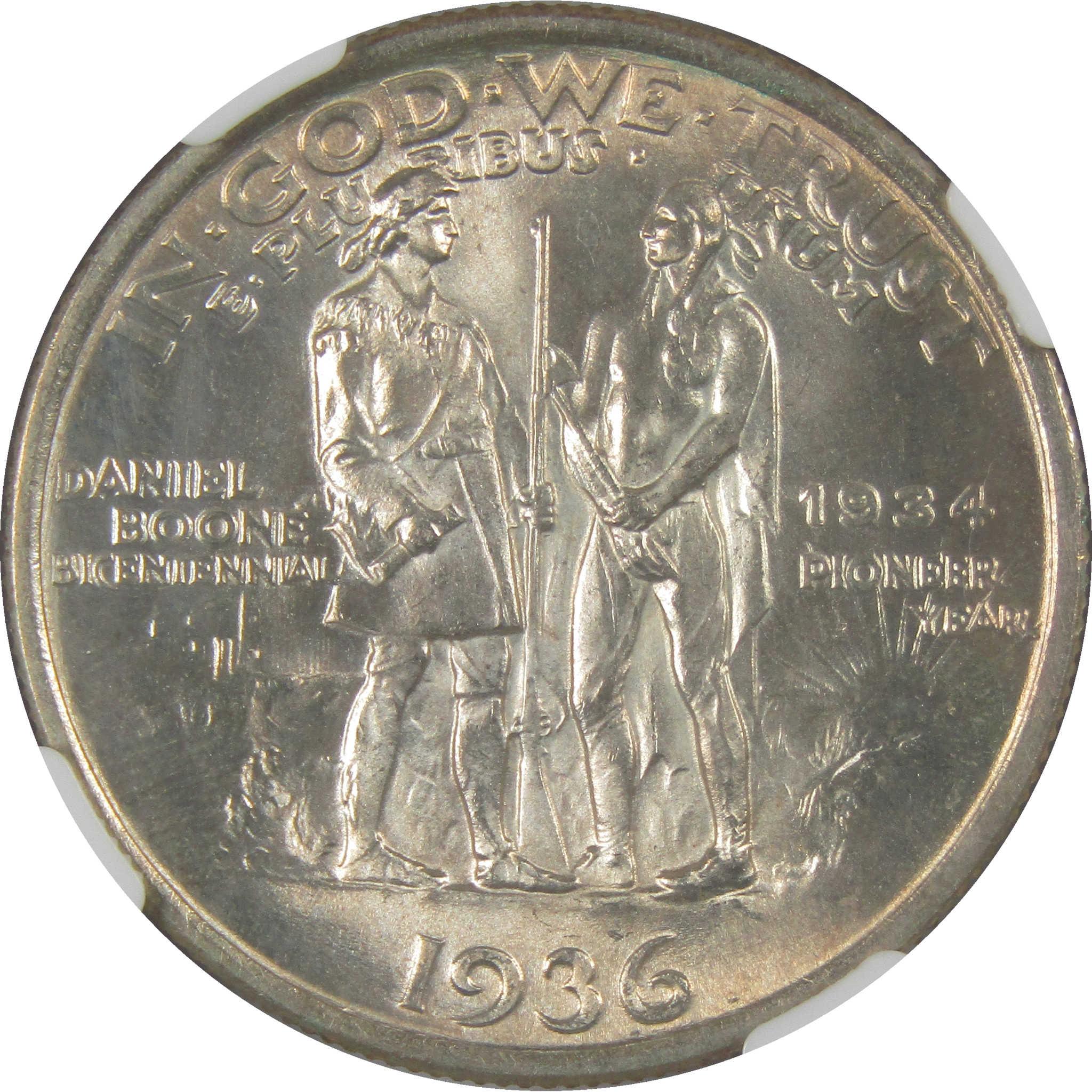 1936 Daniel Boone Commemorative Silver Half Dollar MS 64 NGC