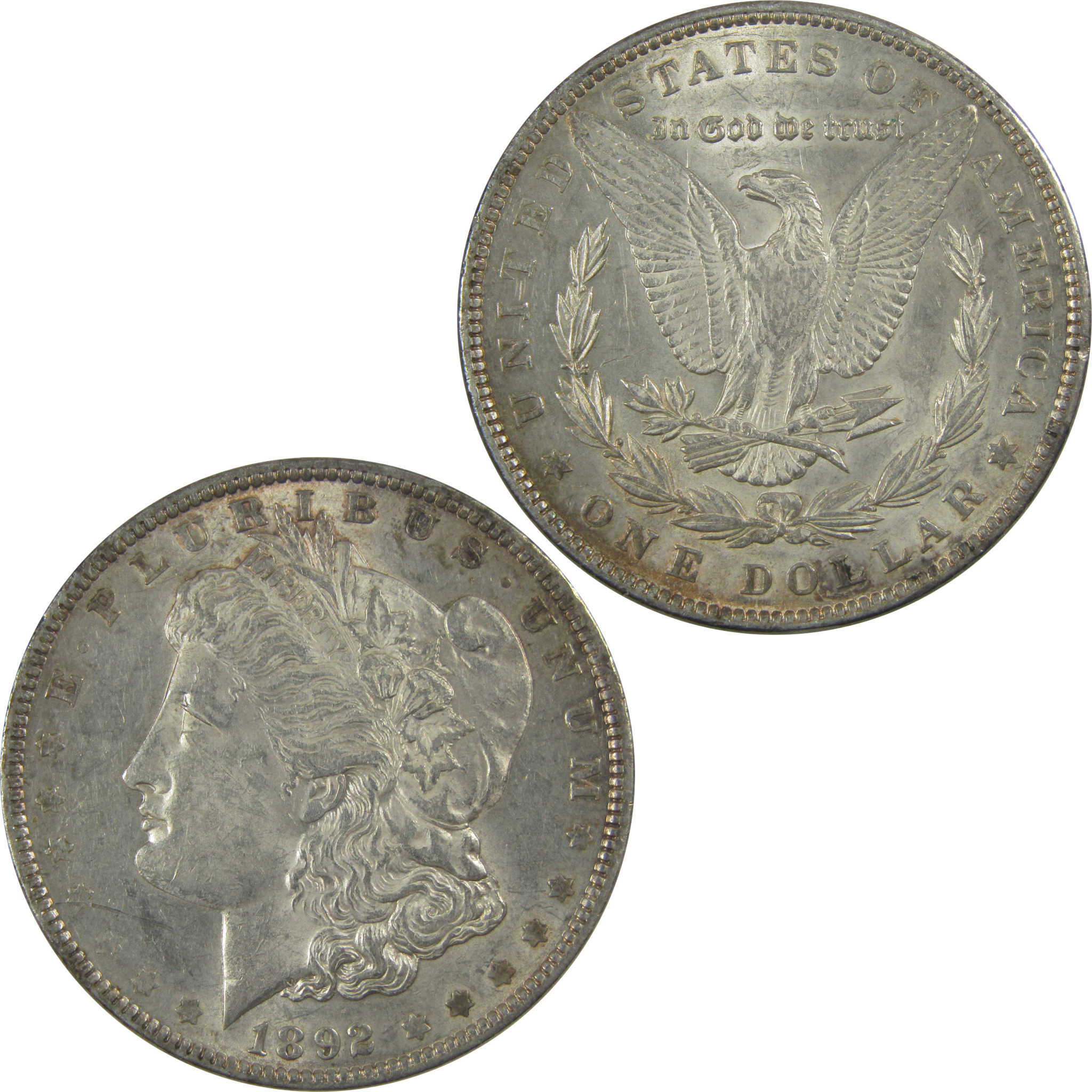 1892 Morgan Dollar AU About Uncirculated Silver $1 Coin SKU:I20233 - Morgan coin - Morgan silver dollar - Morgan silver dollar for sale - Profile Coins & Collectibles