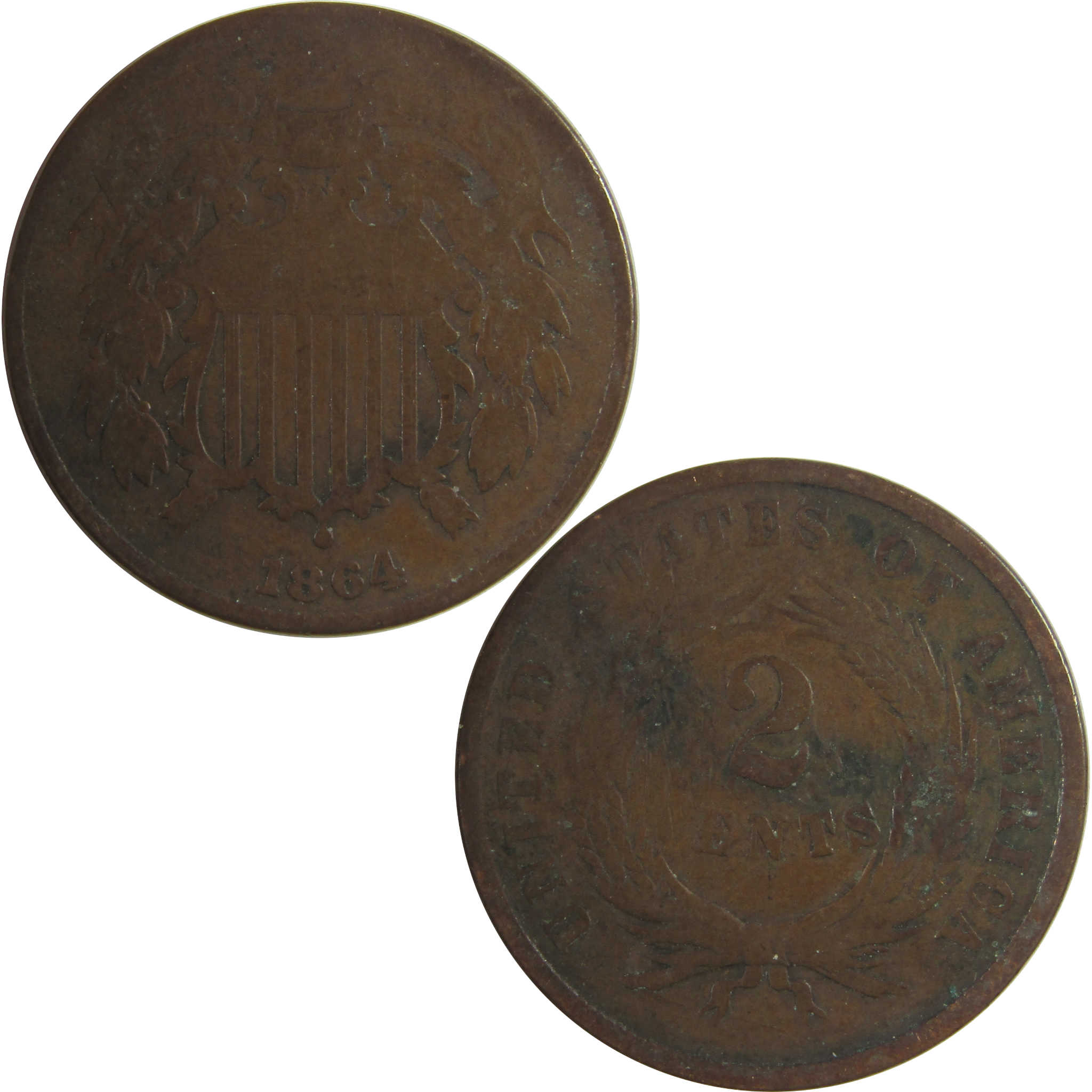 1864 Large Motto Two Cent Piece G Good 2c Coin SKU:CPC0749