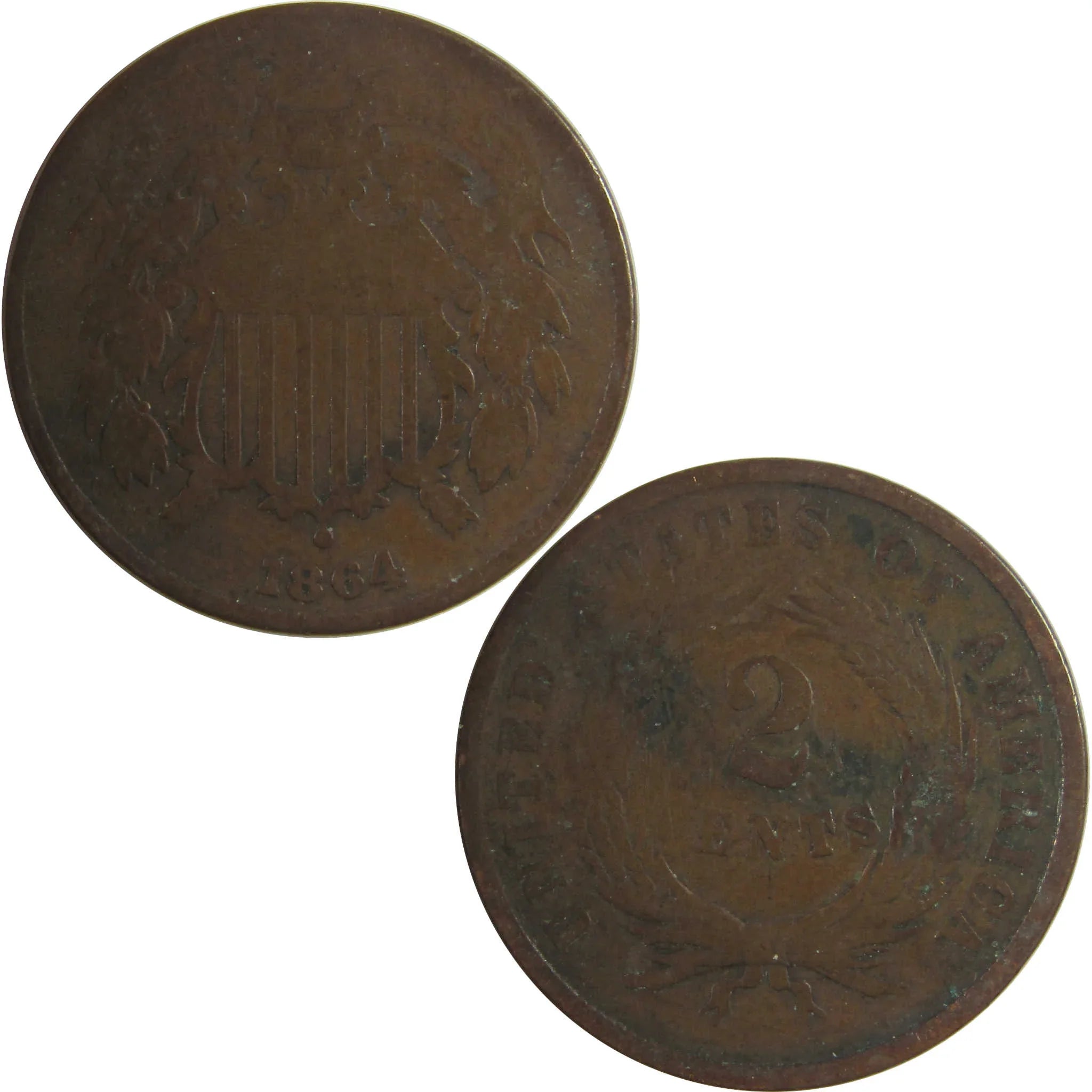 1864 Large Motto Two Cent Piece G Good 2c Coin SKU:CPC0749