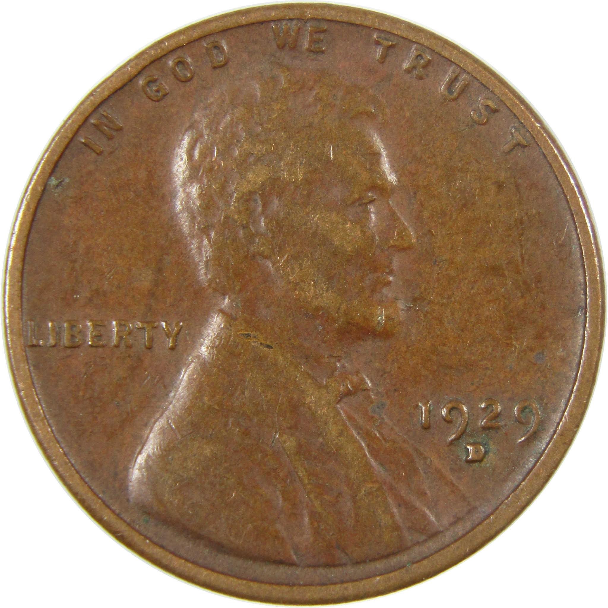 1929 D Lincoln Wheat Cent VF Very Fine Penny 1c Coin SKU:I27274