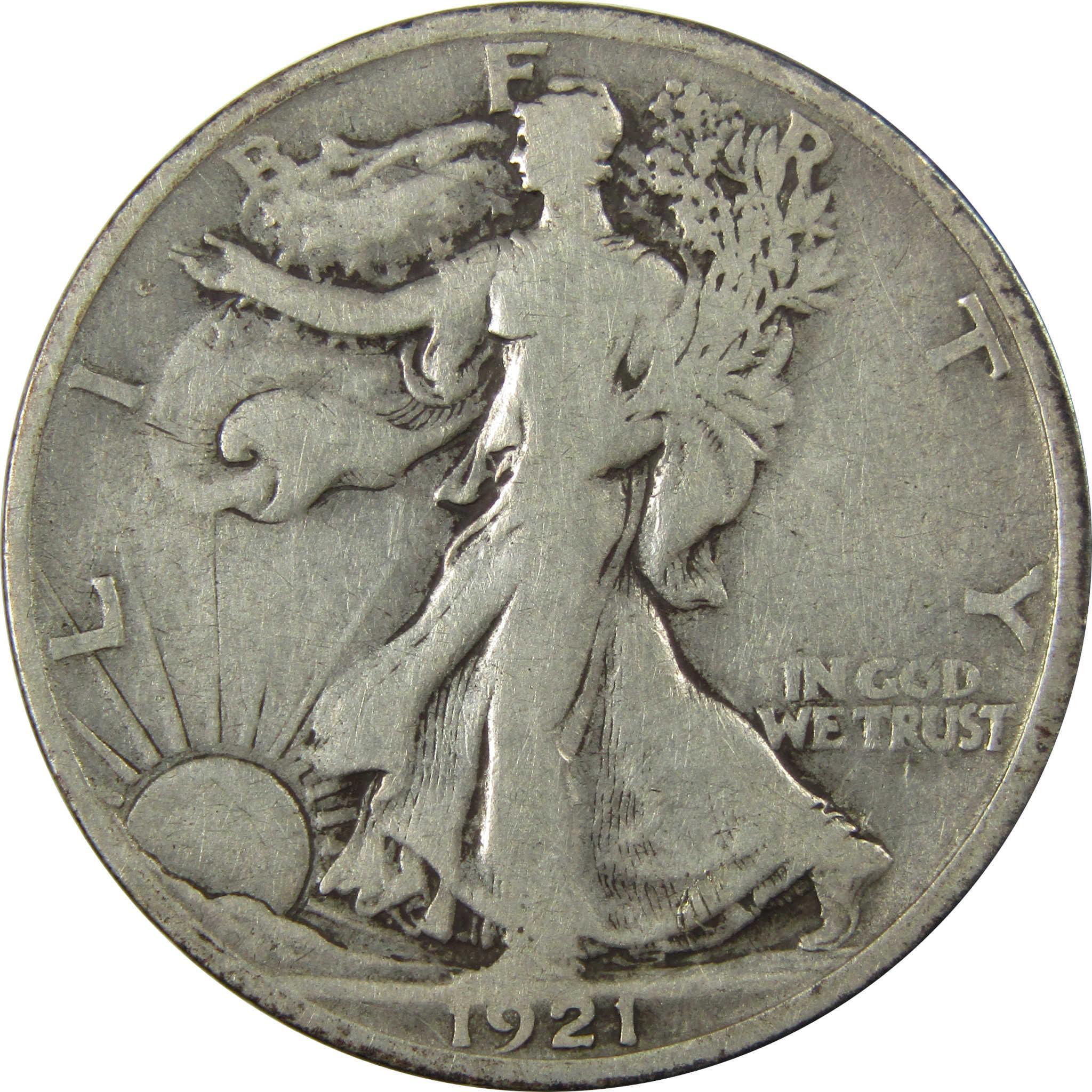 1921 S Liberty Walking Silver Half Dollar F Fine 50c Coin SKU:I25382