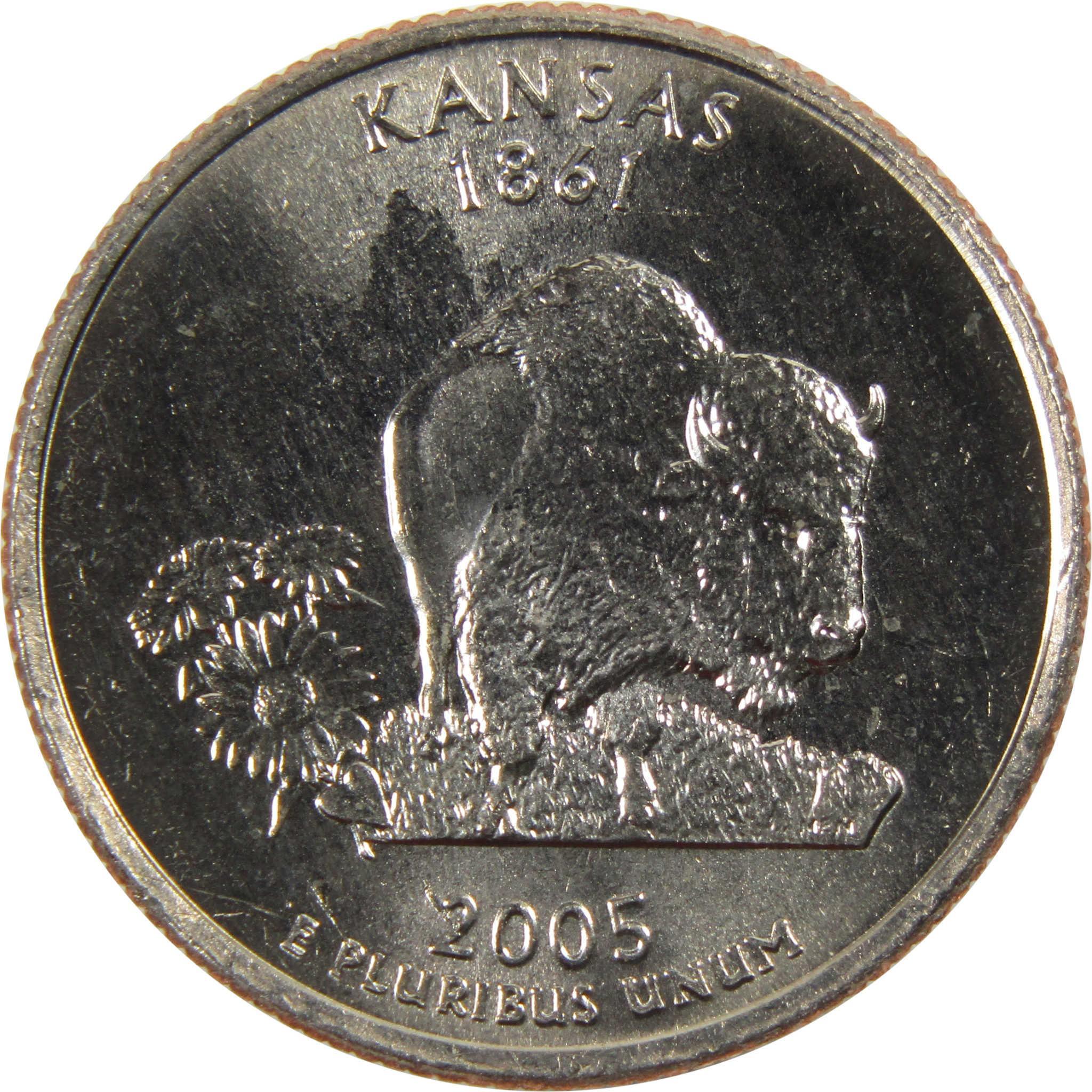 2005 P Kansas State Quarter BU Uncirculated Clad 25c Coin