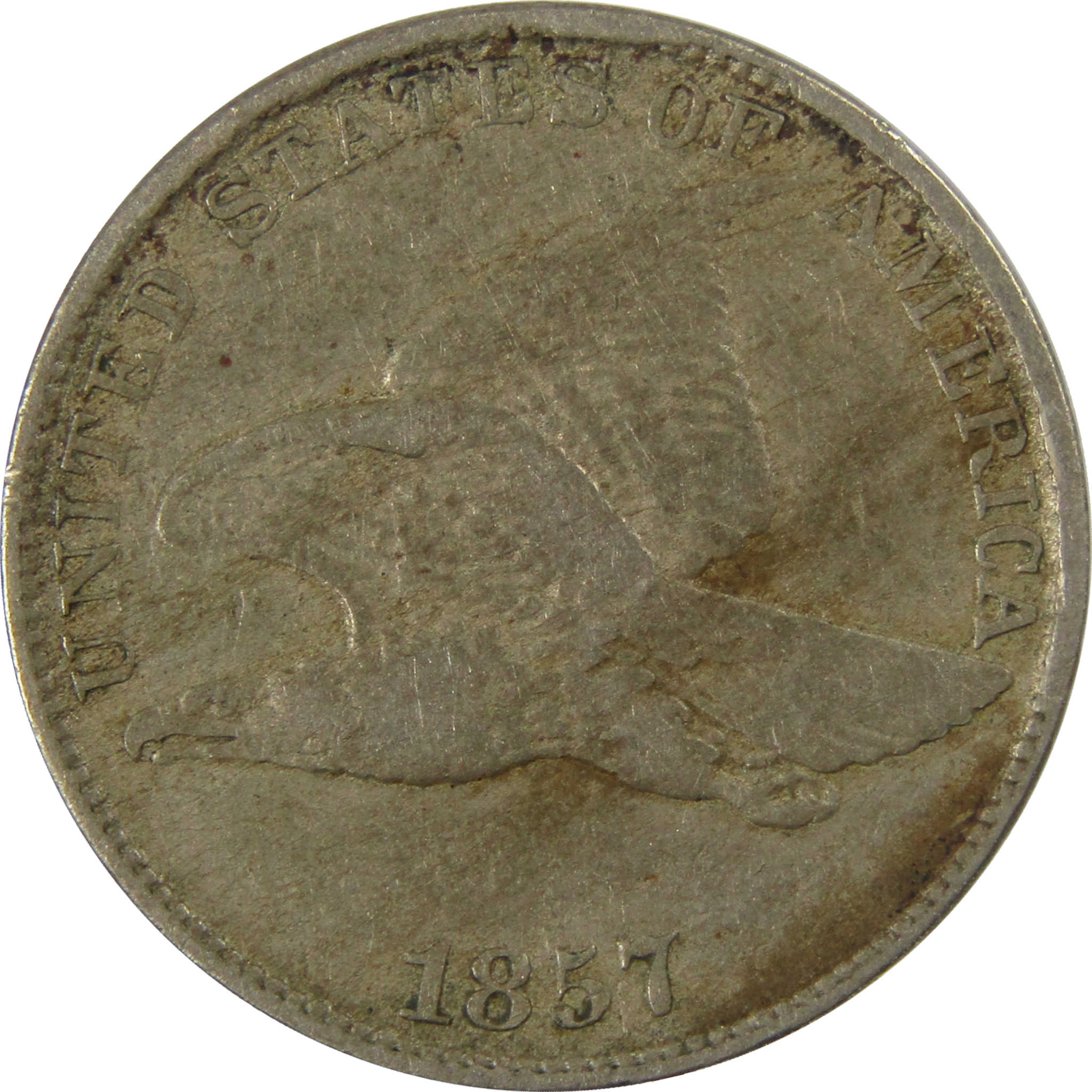 1857 Flying Eagle Cent F Fine Details Penny 1c Coin SKU:I26962