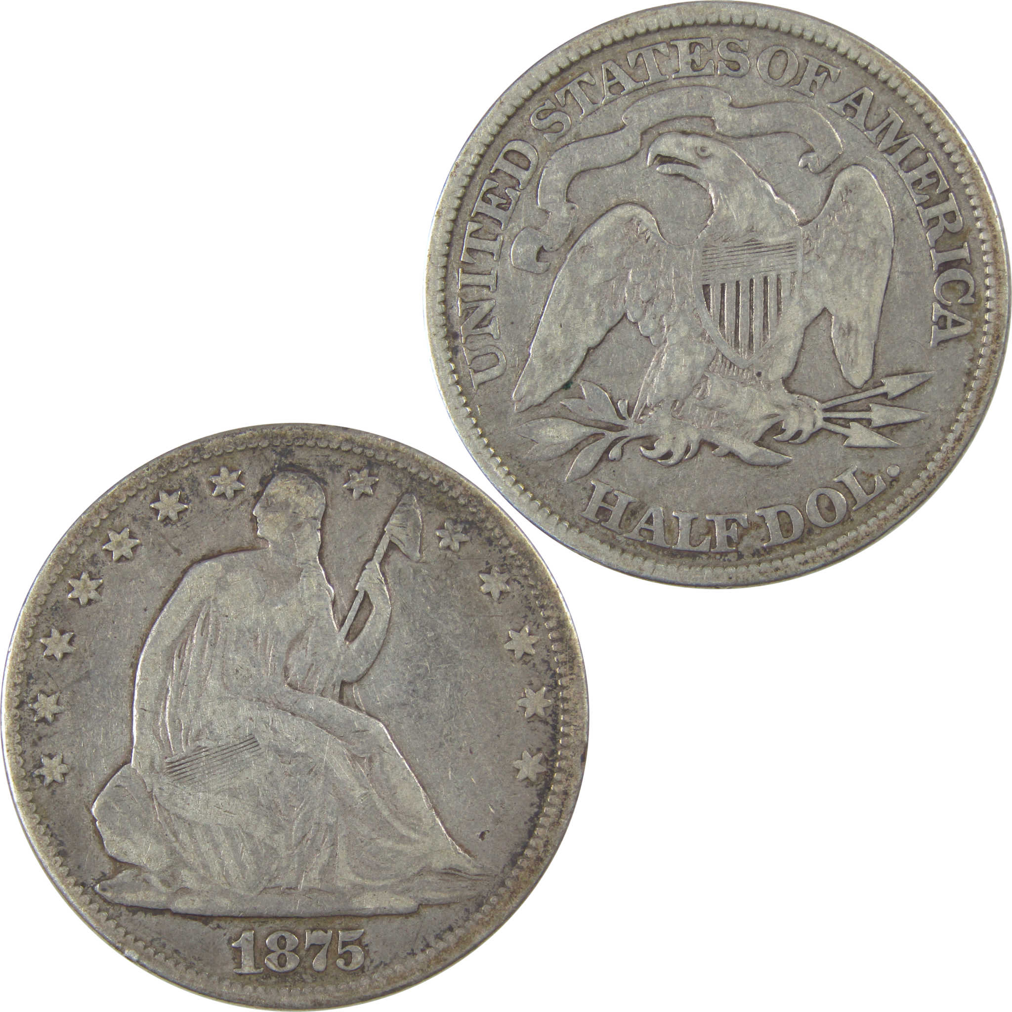 1875 Seated Liberty Half Dollar VG Very Good Silver SKU:I23175