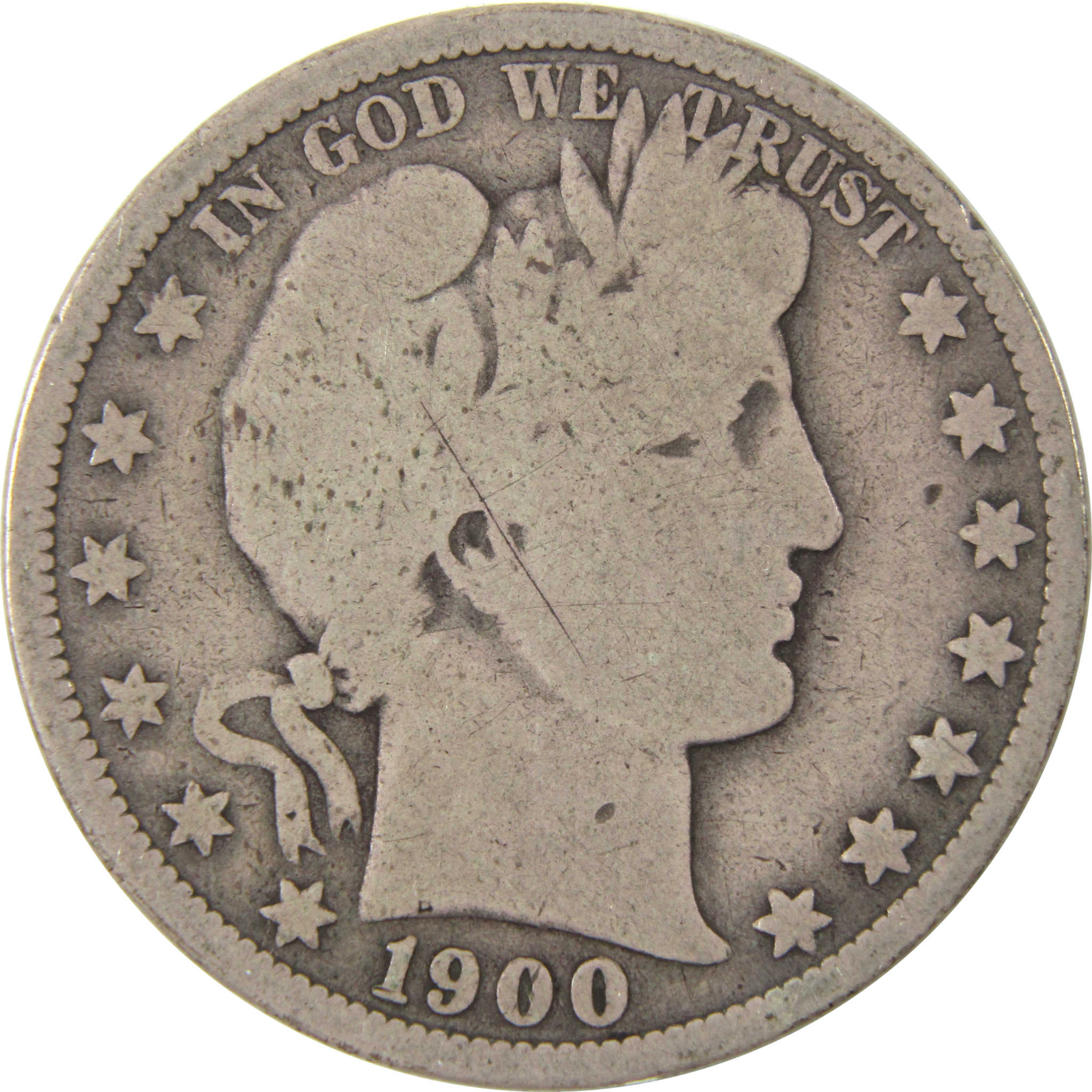 1900 O Barber Half Dollar AG About Good Silver 50c Coin SKU:I14147