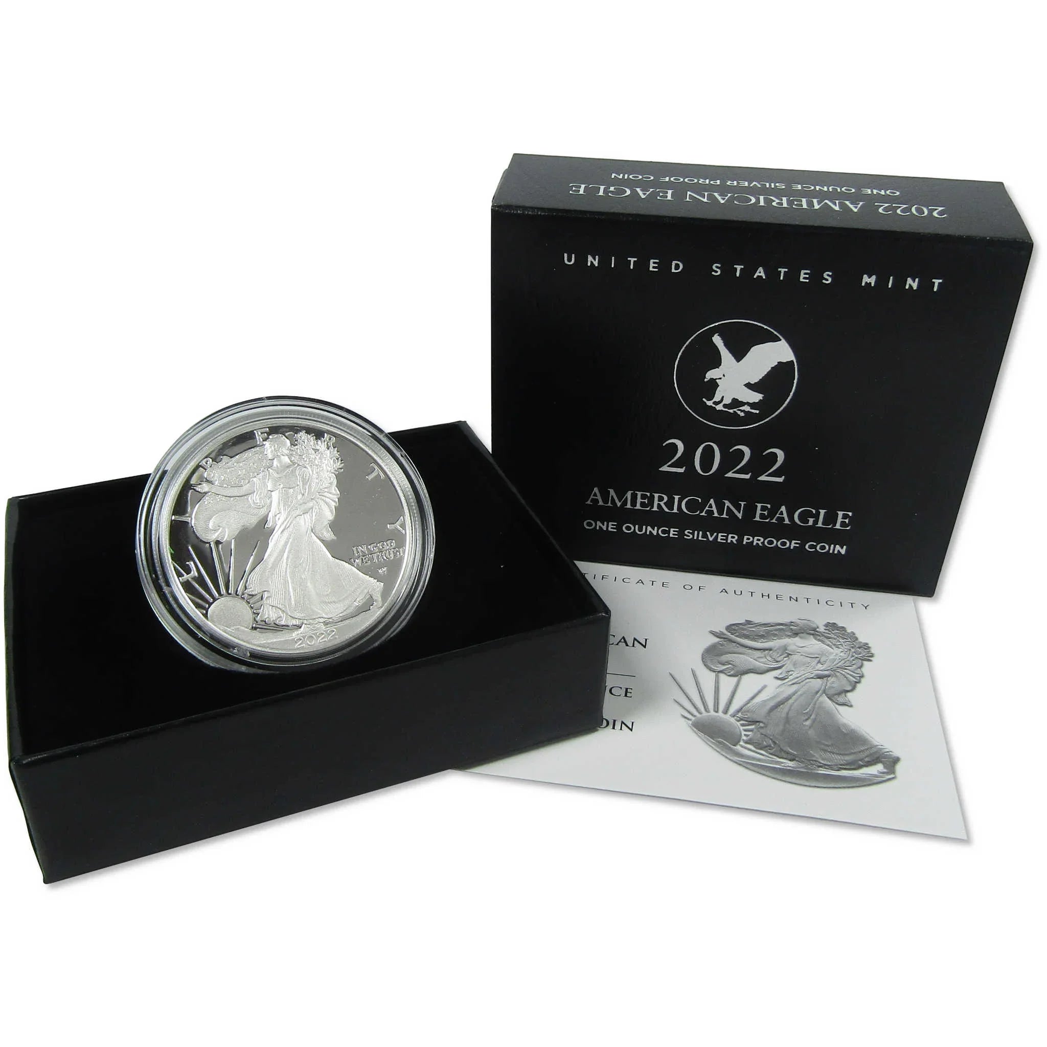 2022 W American Silver Eagle Choice Proof Bullion $1 Coin OGP COA
