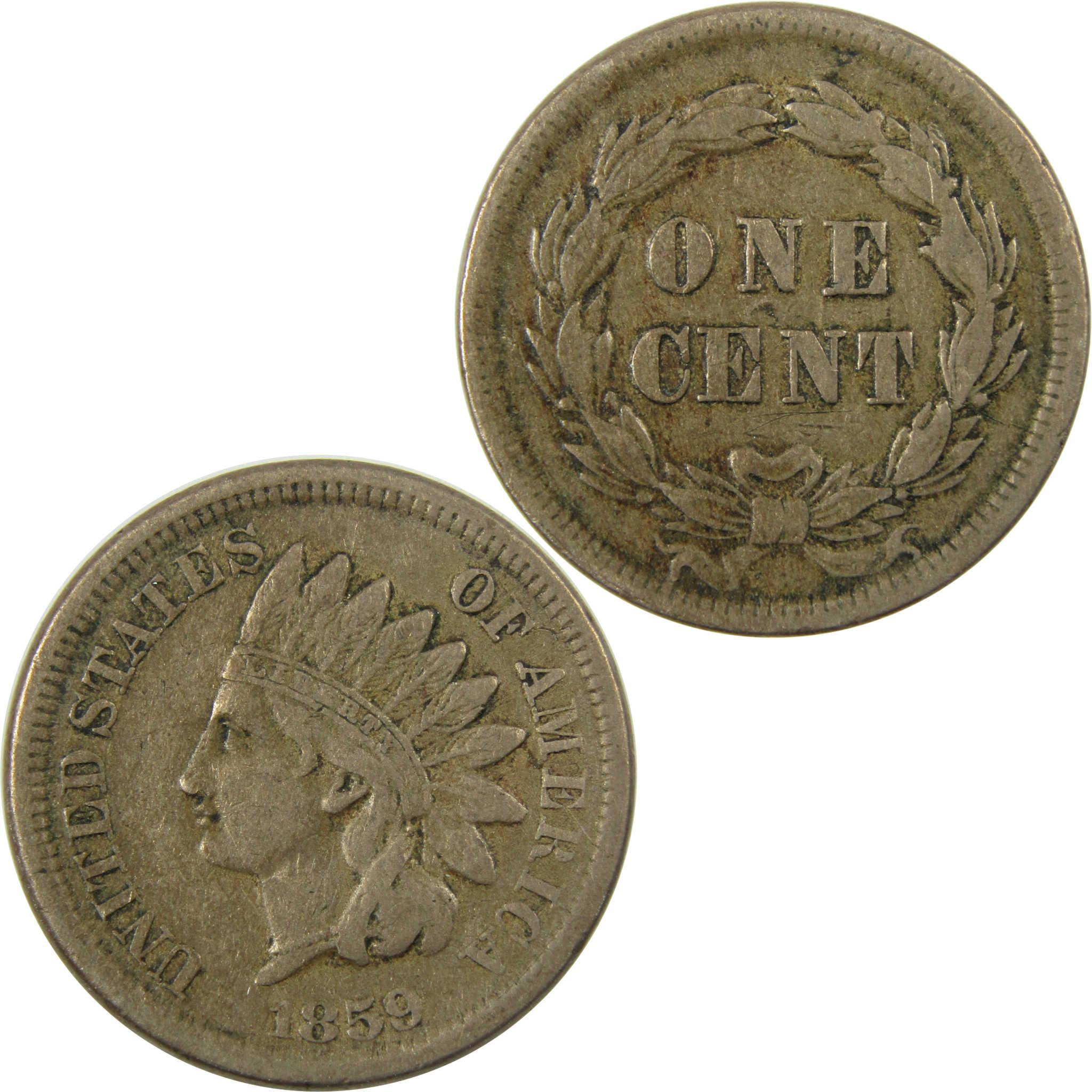 1859 Indian Head Cent VF Very Fine Penny 1c Coin SKU:CP1263