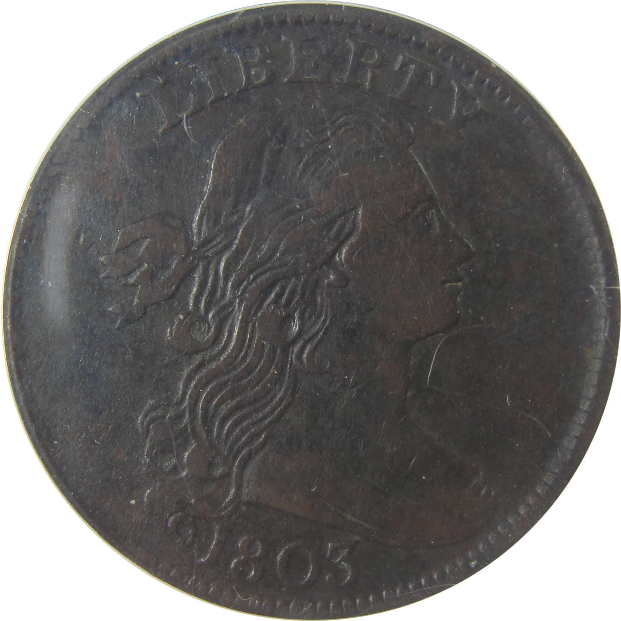 1803 Sm Date Lg Fraction Draped Bust Cent VF Details ANACS SKU:I24458