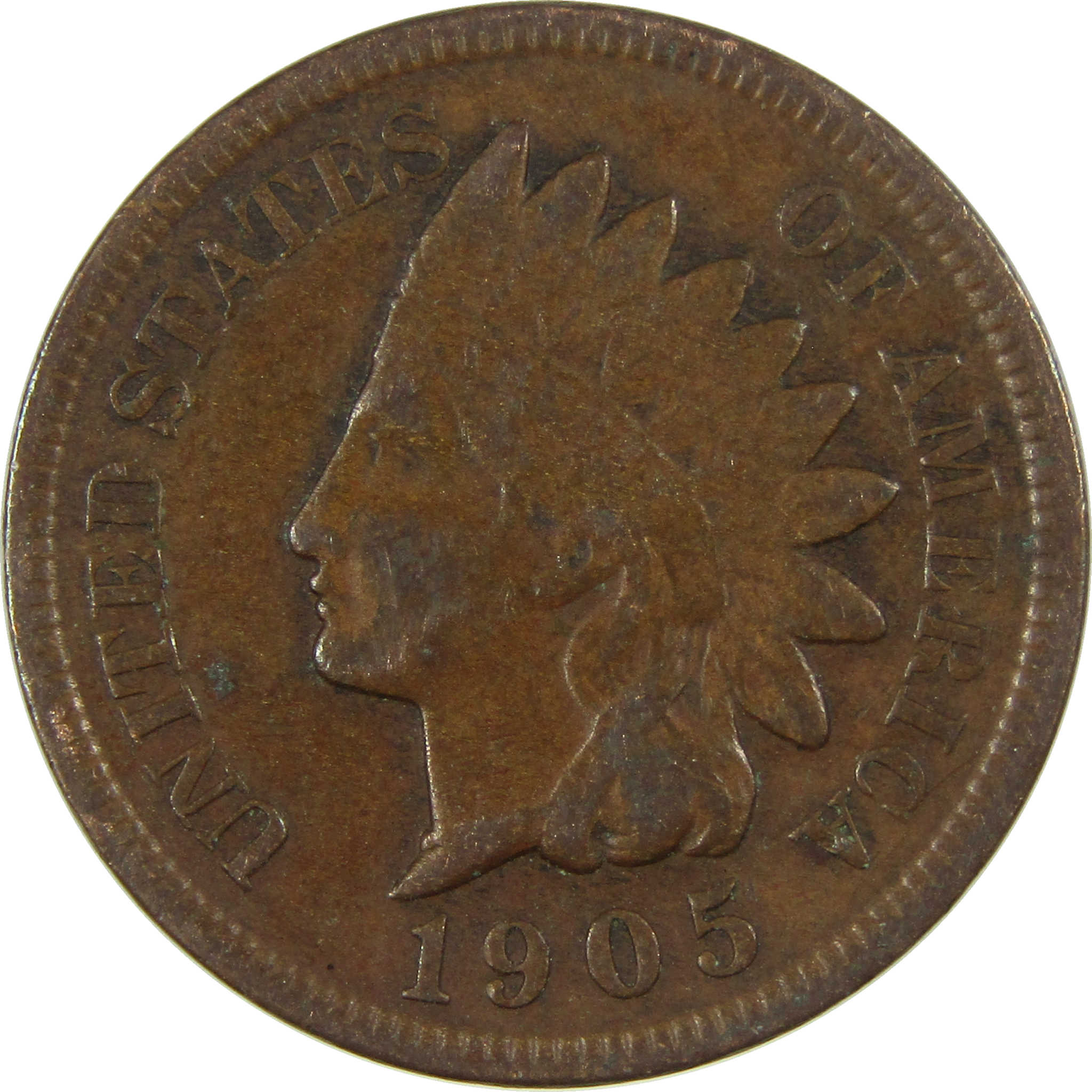 1905 Indian Head Cent F Fine Penny 1c Coin SKU:I27057