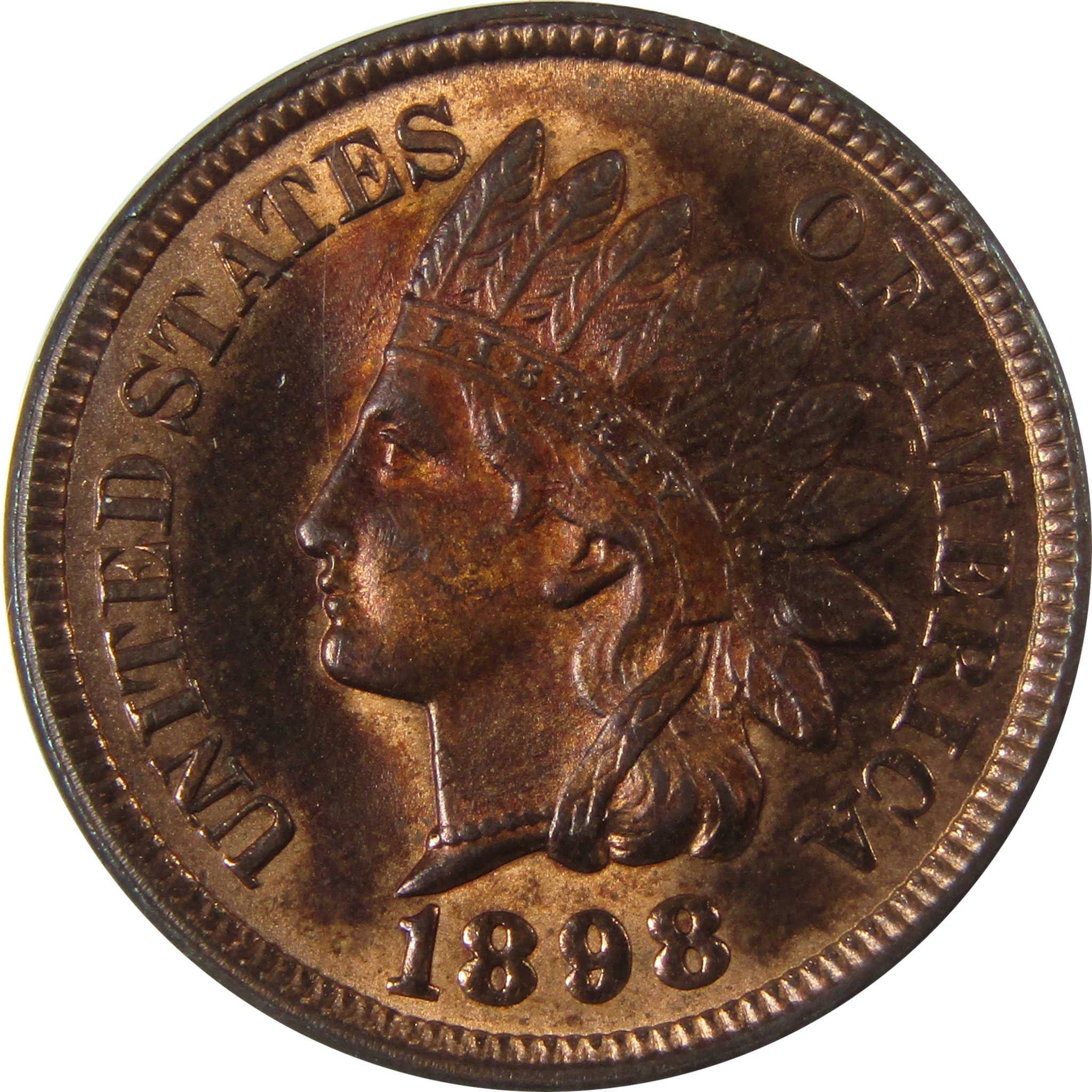 1898 Indian Head Cent MS 63 RB ANACS Penny Uncirculated SKU:CP849