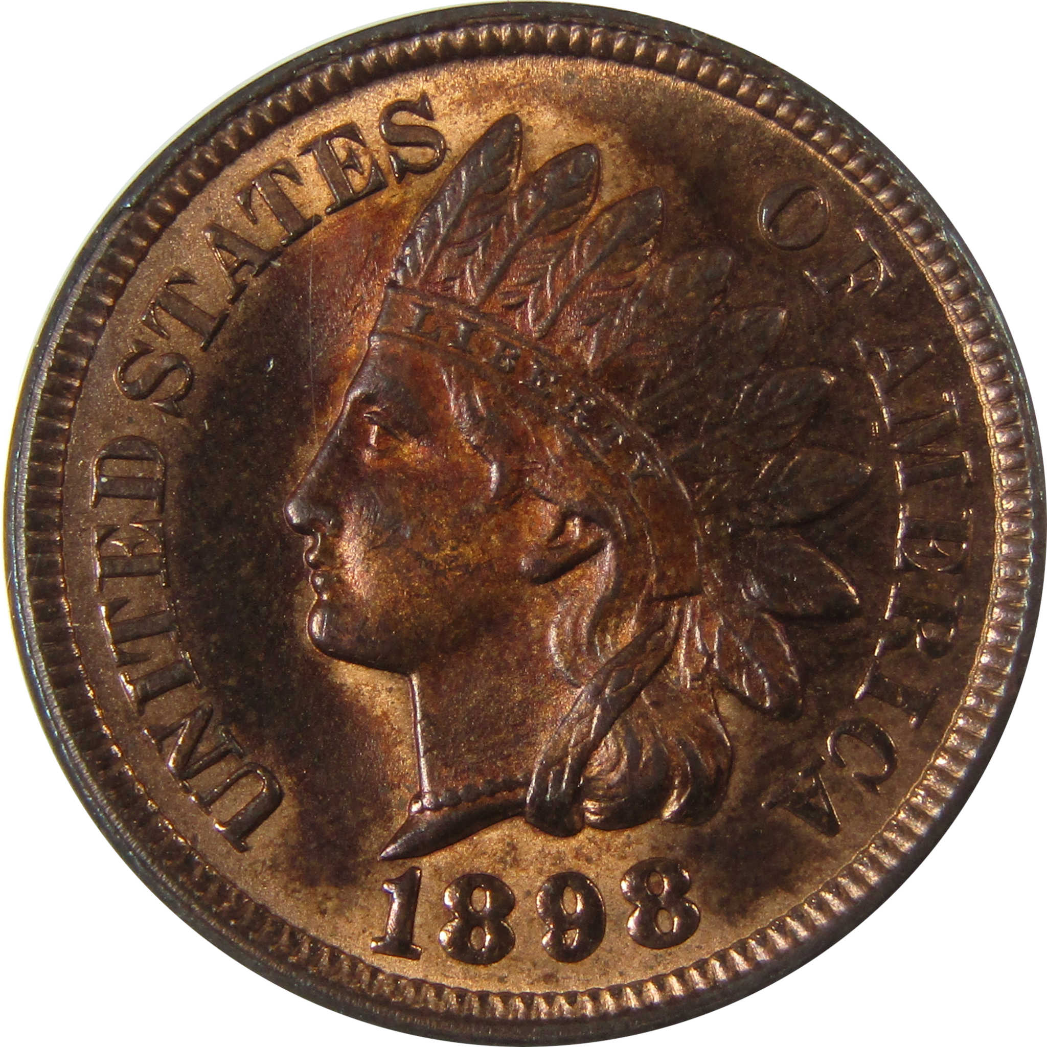 1898 Indian Head Cent MS 63 RB ANACS Penny Uncirculated SKU:CP849
