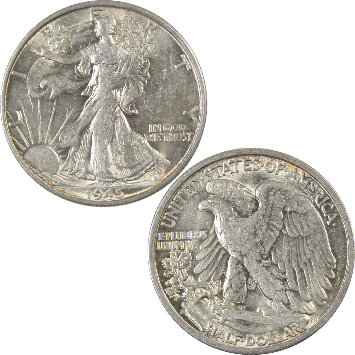 1945 S Liberty Walking Silver 50c Borderline Uncirculated SKU:I28680