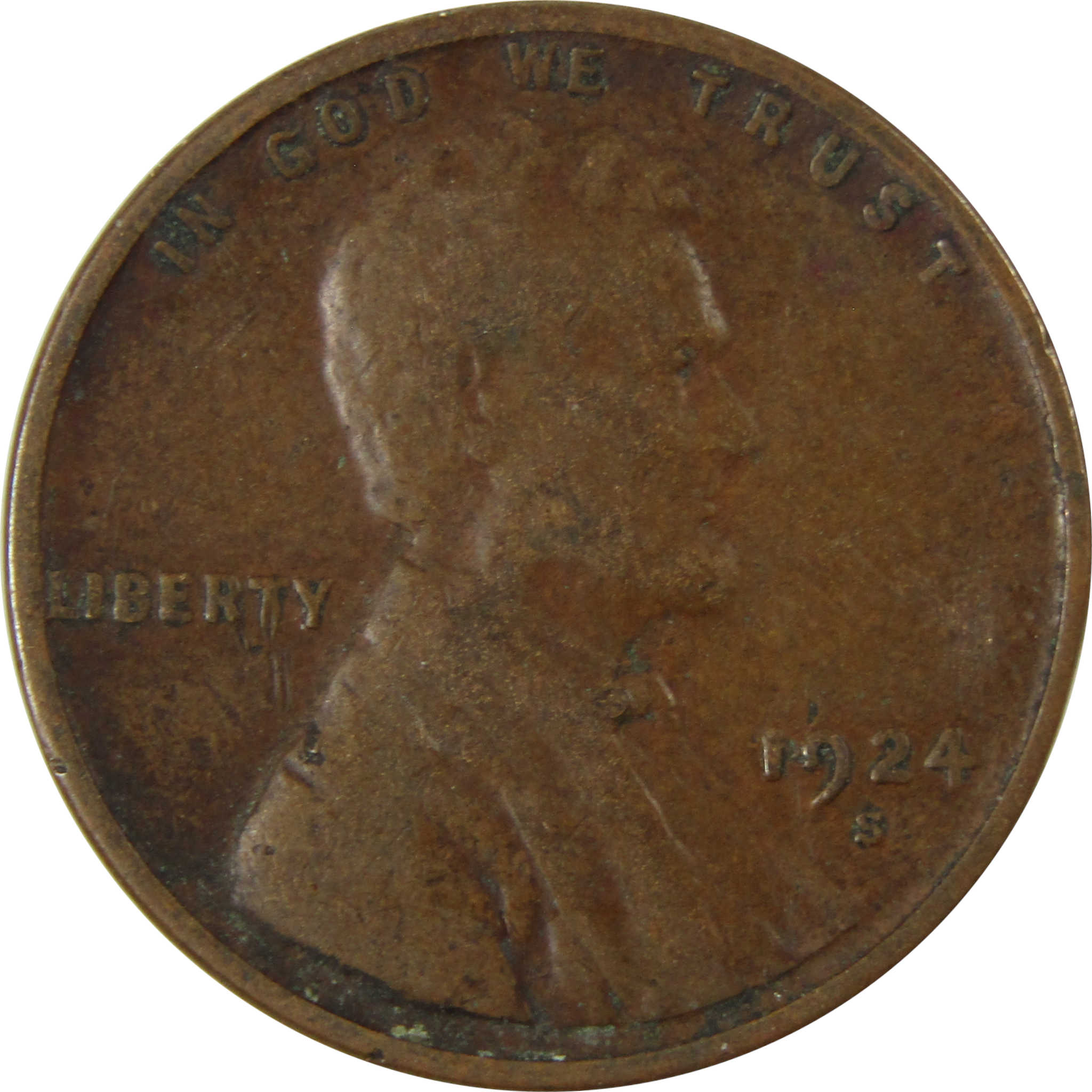 1924 S Lincoln Wheat Cent F Fine Penny 1c Coin SKU:I26468
