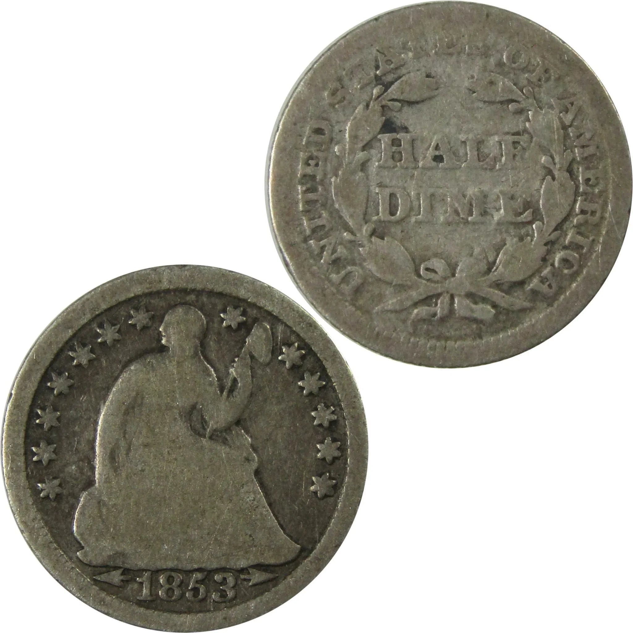 1853 Arrows Seated Liberty Silver Dime G Good 10c Coin SKU:I25925