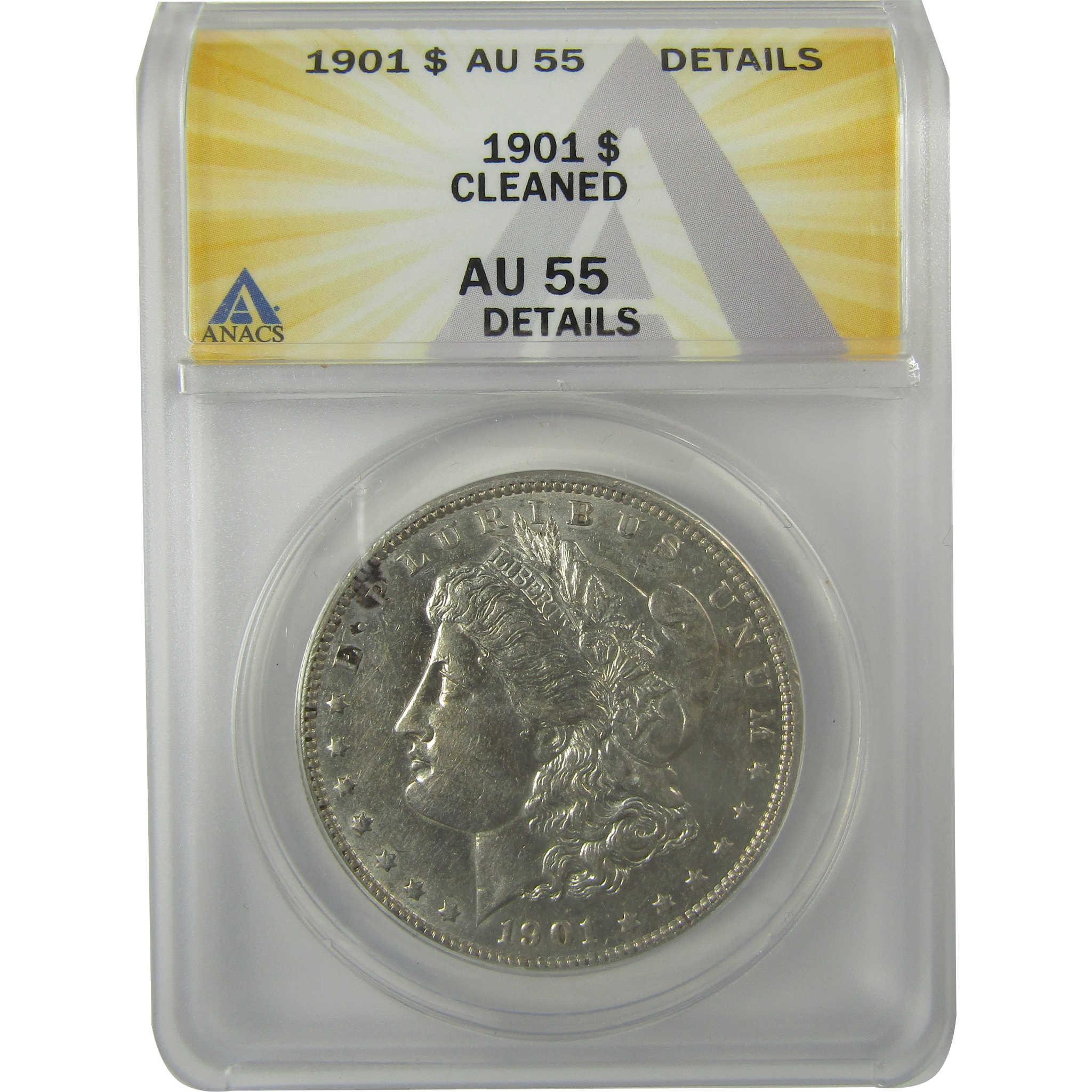1901 Morgan Dollar AU 55 Details ANACS Silver $1 Coin SKU:I21254 - Morgan coin - Morgan silver dollar - Morgan silver dollar for sale - Profile Coins & Collectibles
