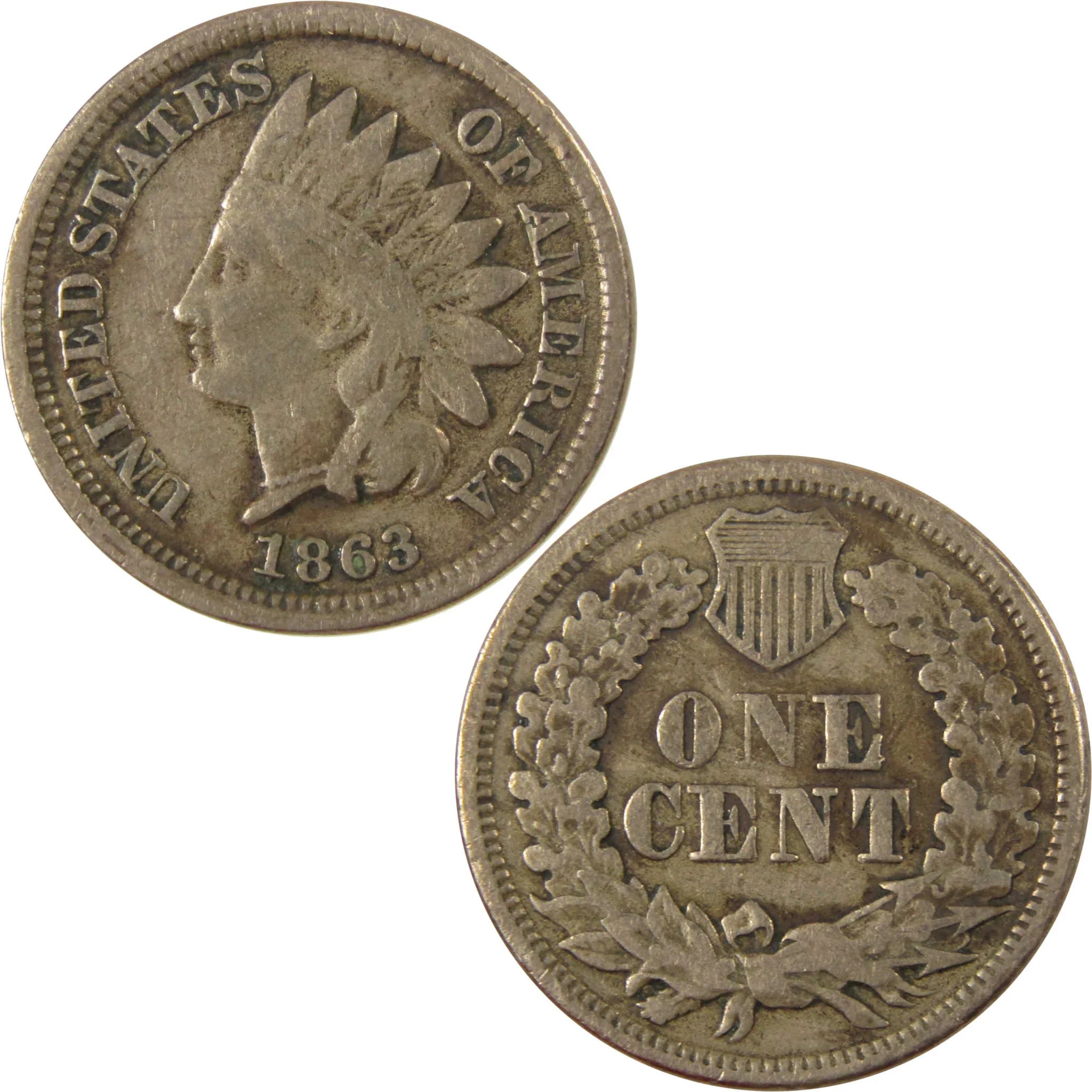 1863 Indian Head Cent VG Very Good Details Penny 1c Coin SKU:CP1237