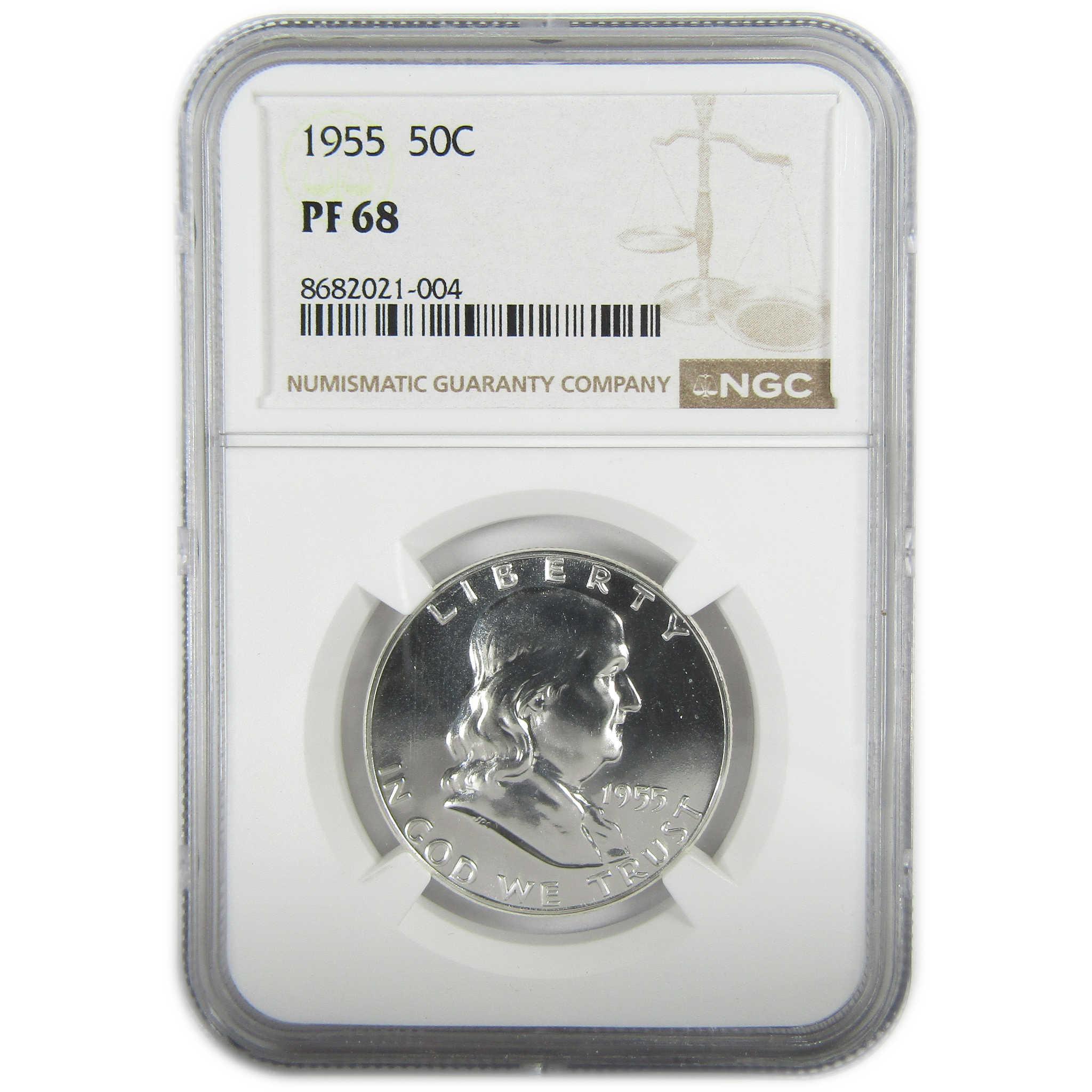 1955 Franklin Silver Half Dollar PF 68 NGC Proof 50c Coin SKU:I27402