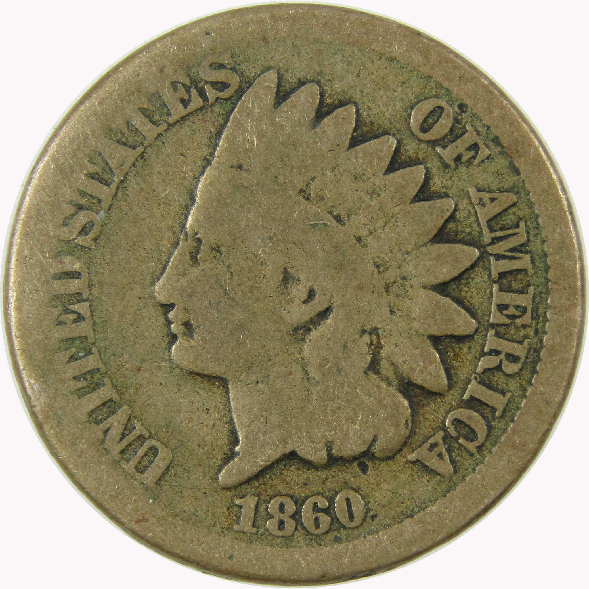 1860 Indian Head Cent AG About Good Penny 1c Coin SKU:CP1063