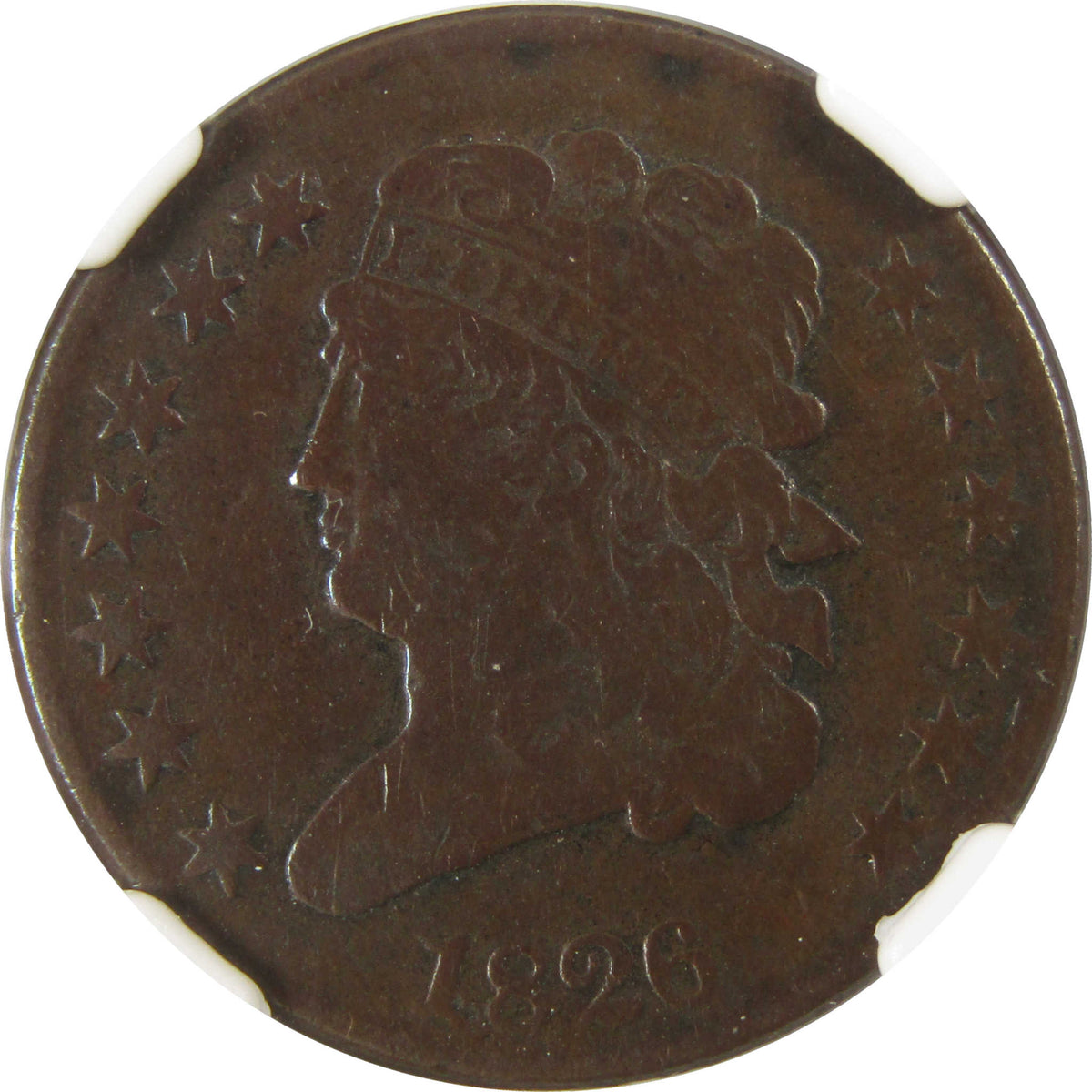 1826 Classic Head Copper Half Cent F Fine Details NGC Coin SKU:I29325