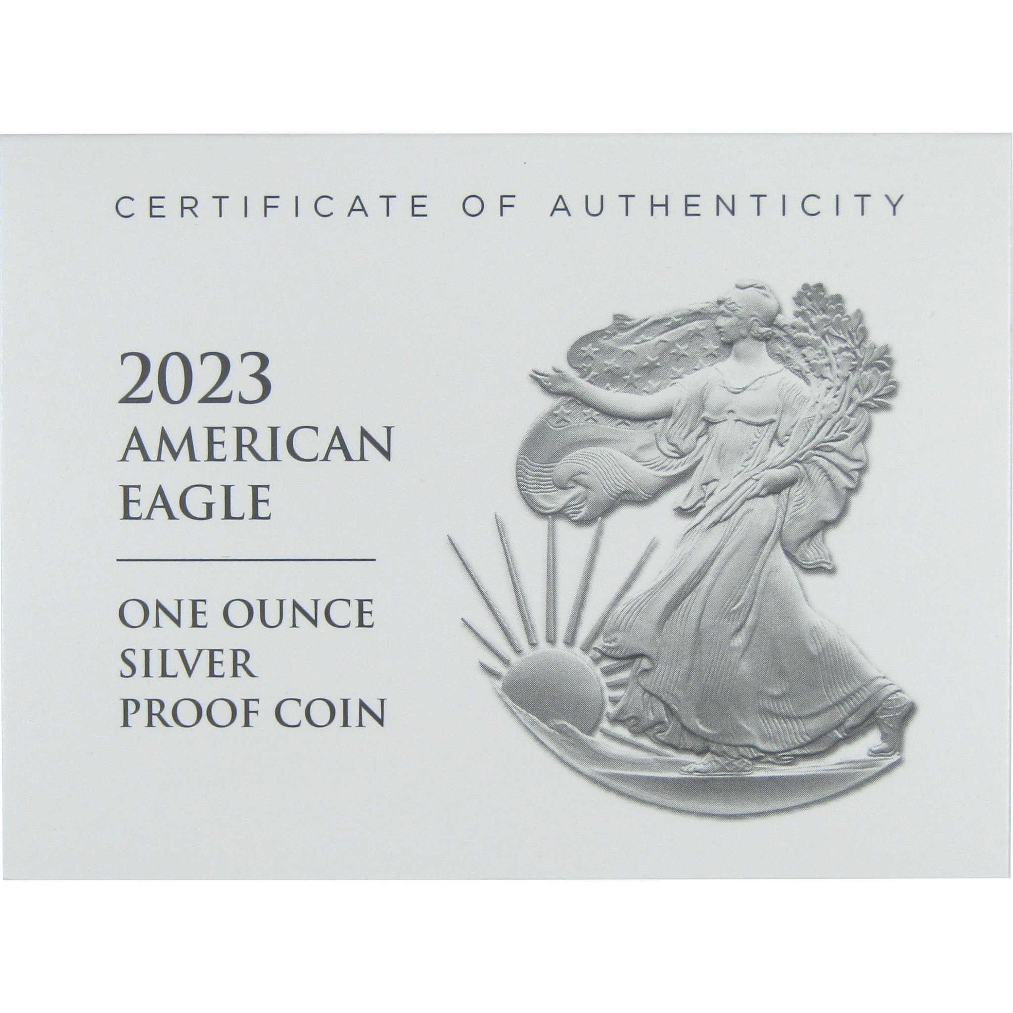 2023 S American Silver Eagle Choice Proof Bullion $1 Coin OGP COA