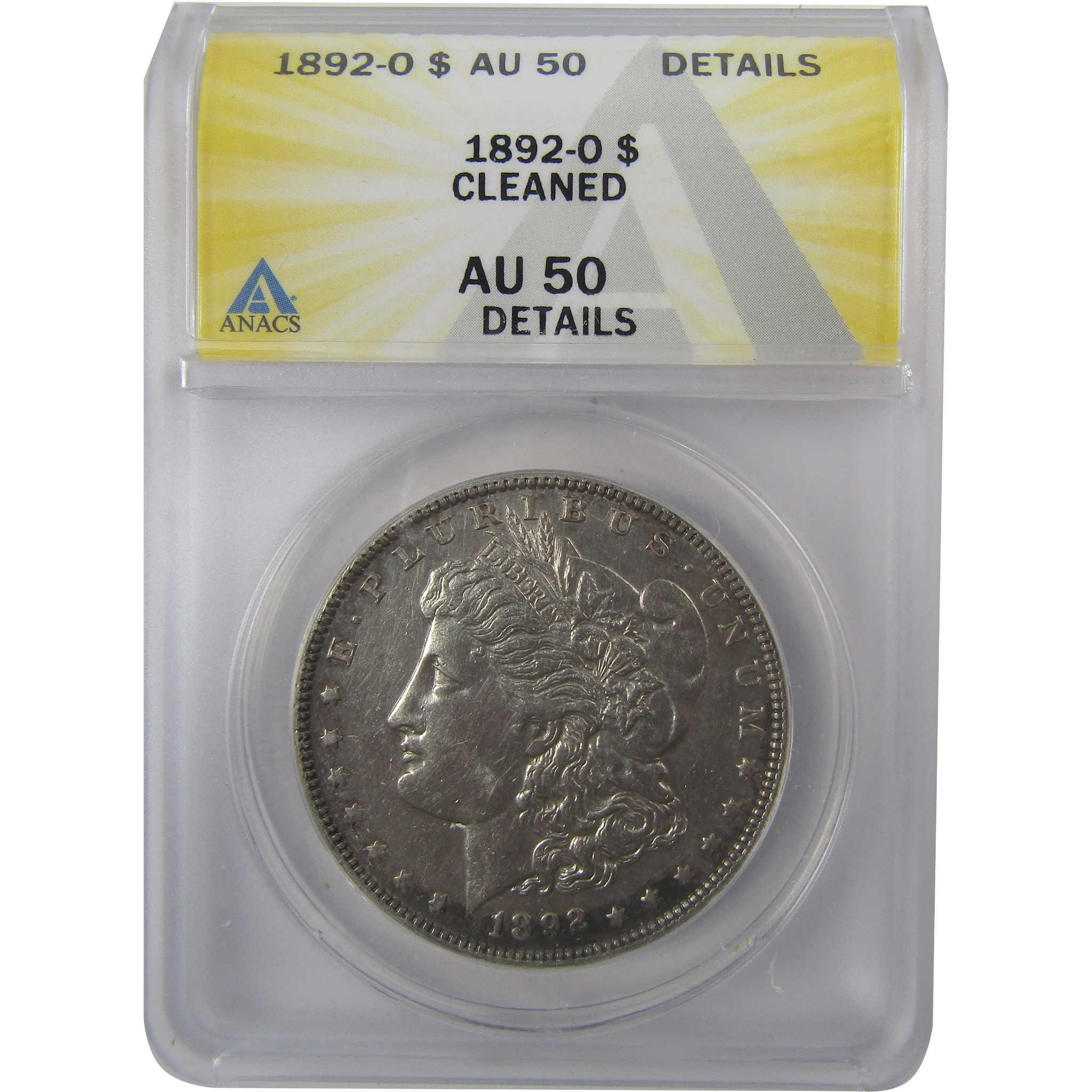 1892 O Morgan Silver Dollar AU 50 Details ANACS $1 Coin SKU:I24941 - Morgan coin - Morgan silver dollar - Morgan silver dollar for sale - Profile Coins & Collectibles