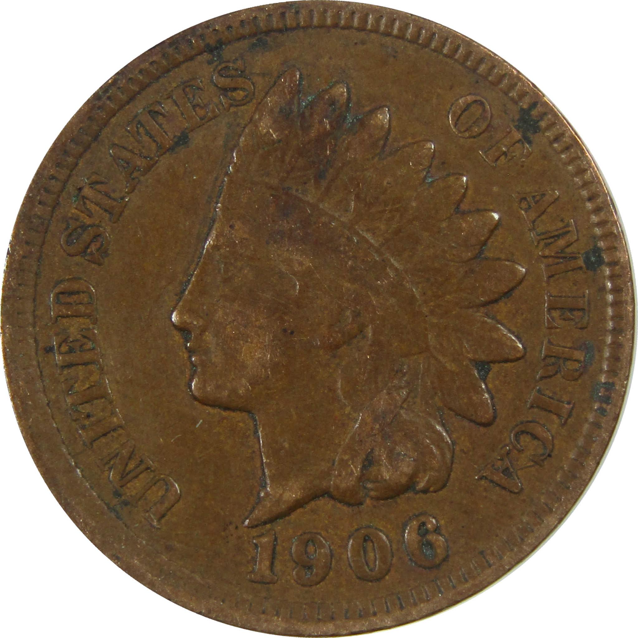 1906 Indian Head Cent VF Very Fine Penny 1c Coin SKU:I27024